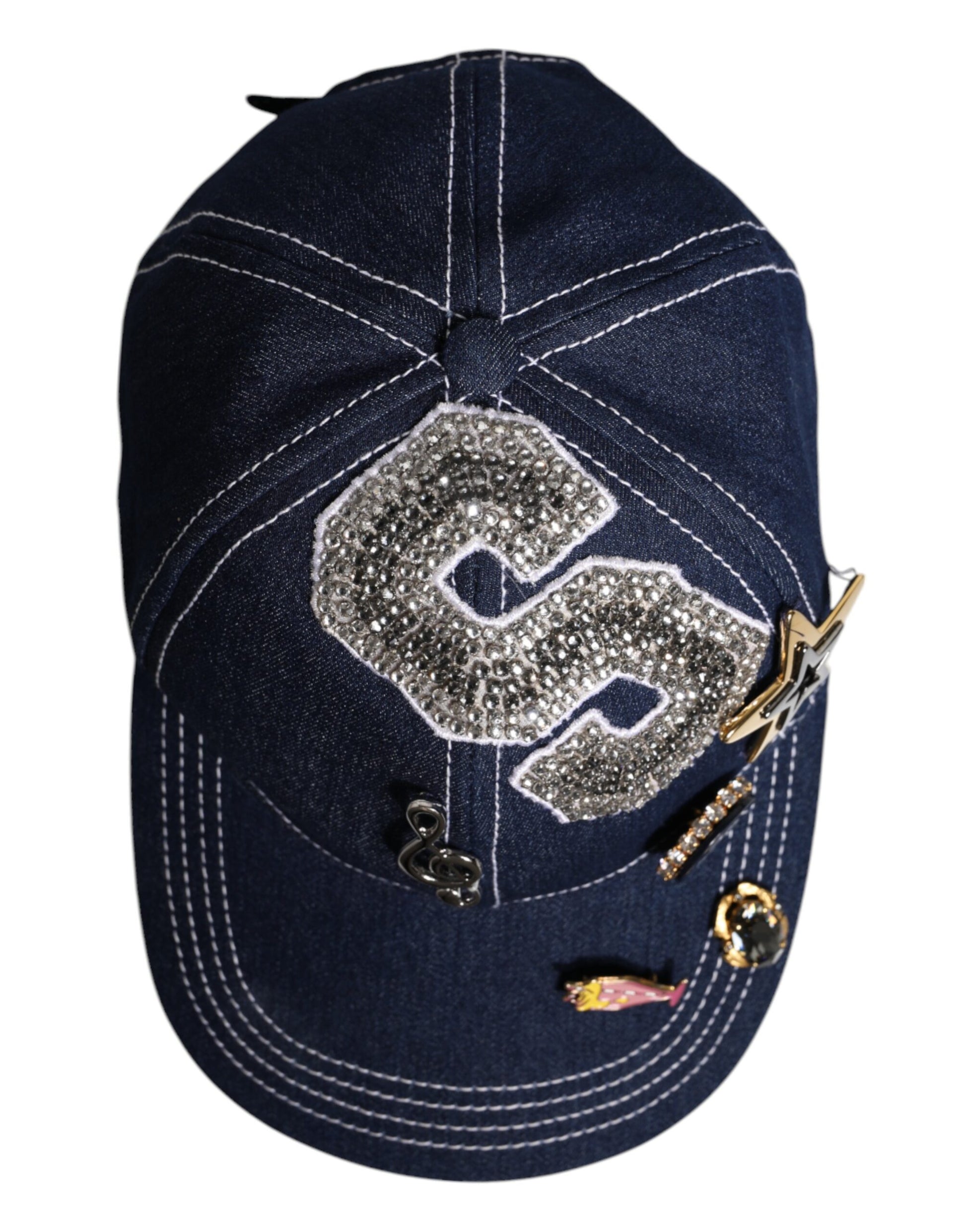 Dolce & Gabbana Blue Crystal Embellishment Baseball Cap