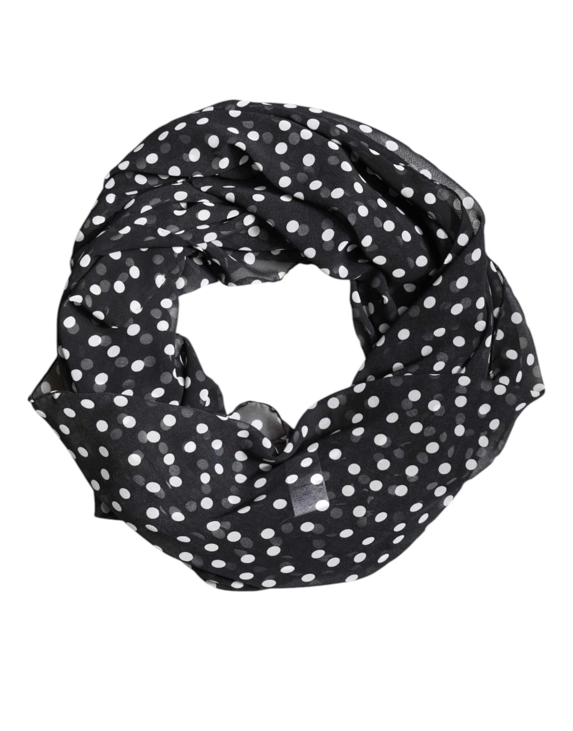 Dolce & Gabbana Black Polka Dots Polyester Wrap Shawl Scarf