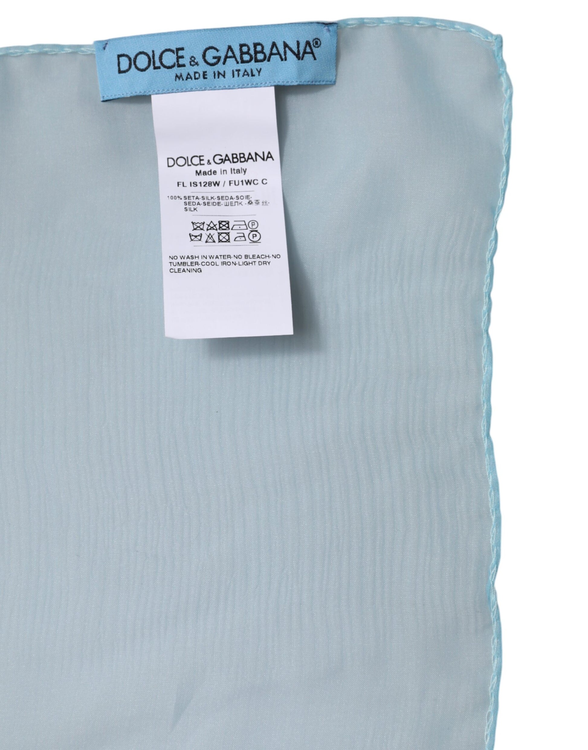 Dolce & Gabbana Light Blue Silk Rectangle Wrap Shawl Scarf