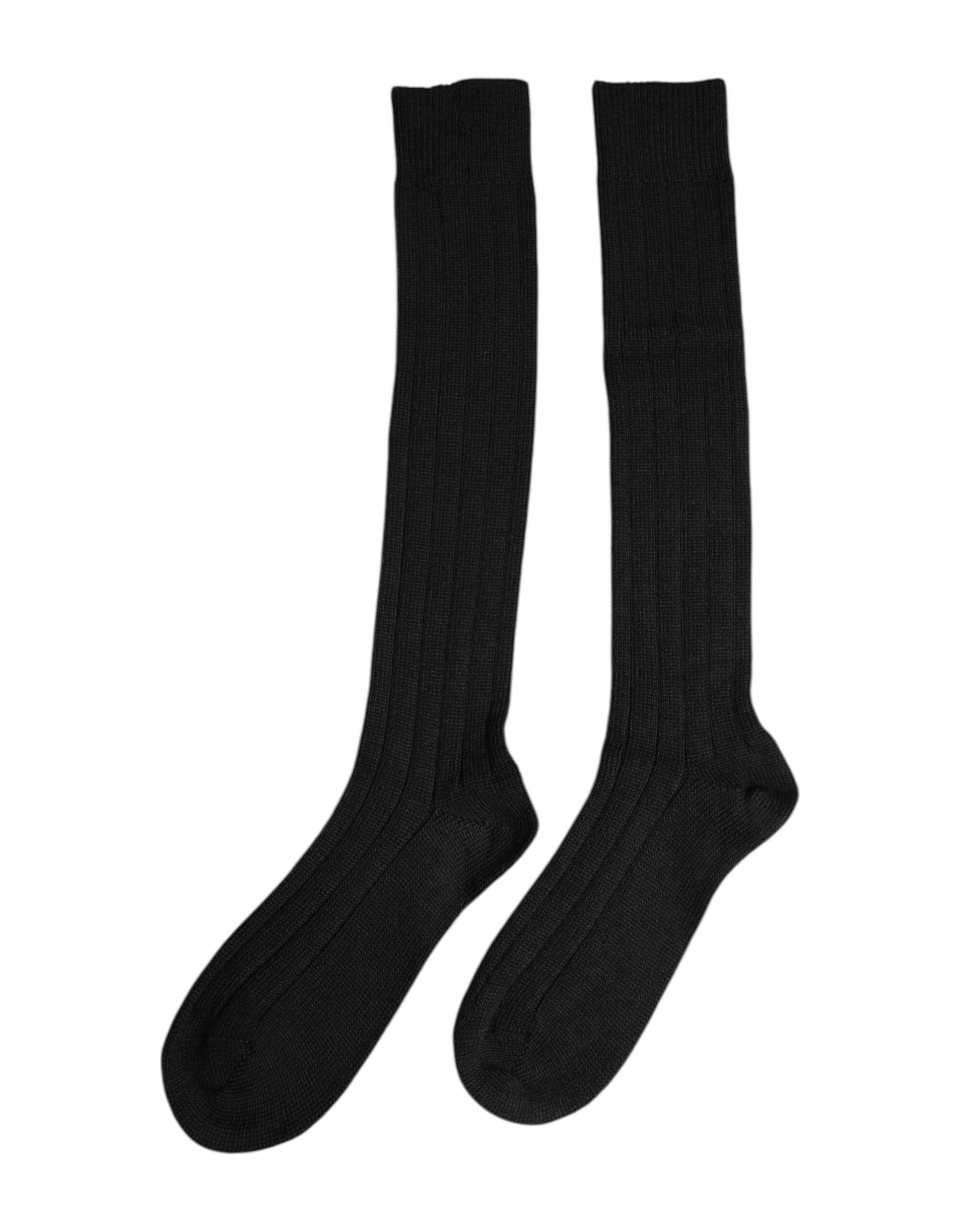 Dolce & Gabbana Black DG Logo Print Over The Calf Socks