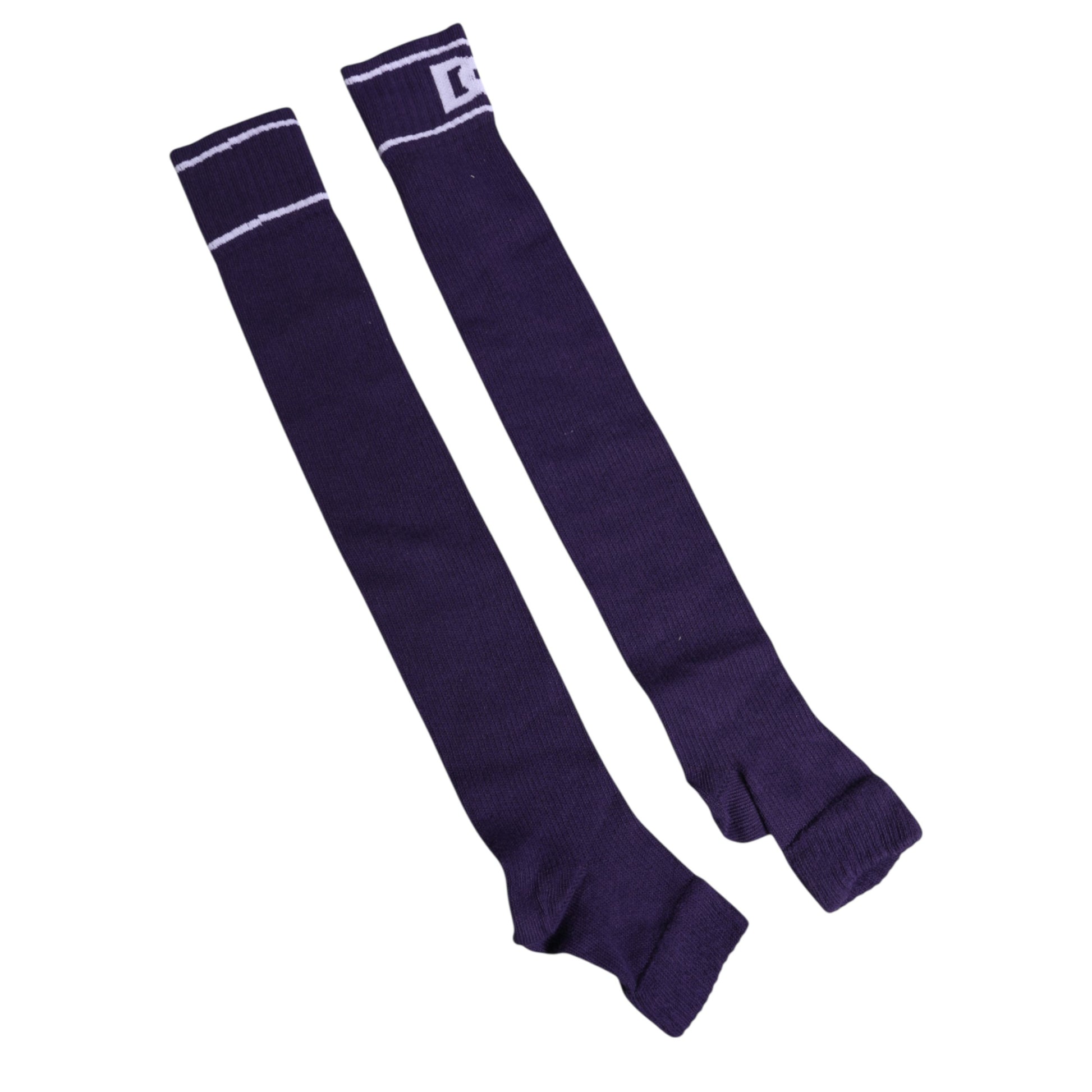 Dolce & Gabbana Purple Cotton DG Logo Print Open Toe Socks