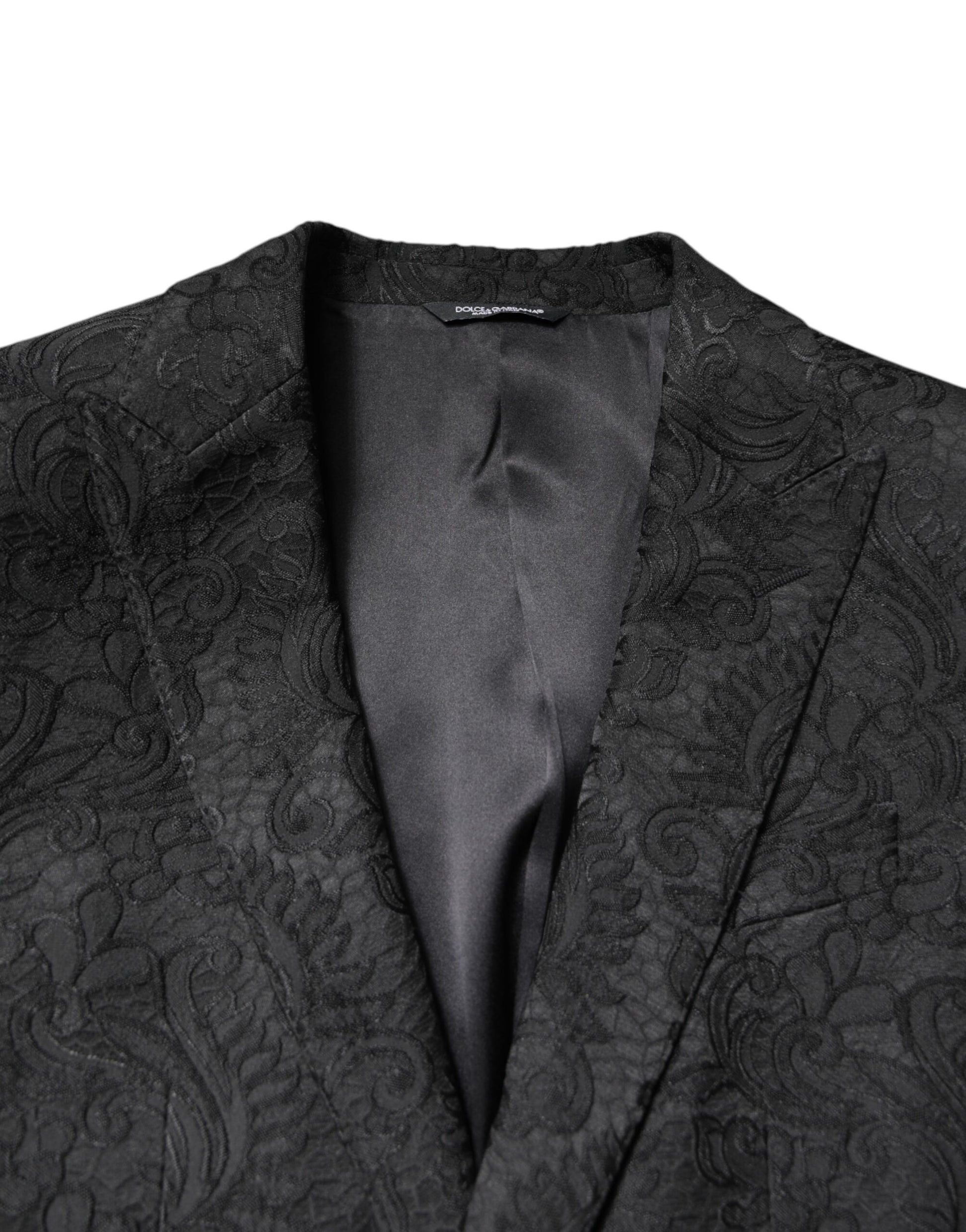 Dolce & Gabbana Black Floral Jacquard Coat Jacket Blazer