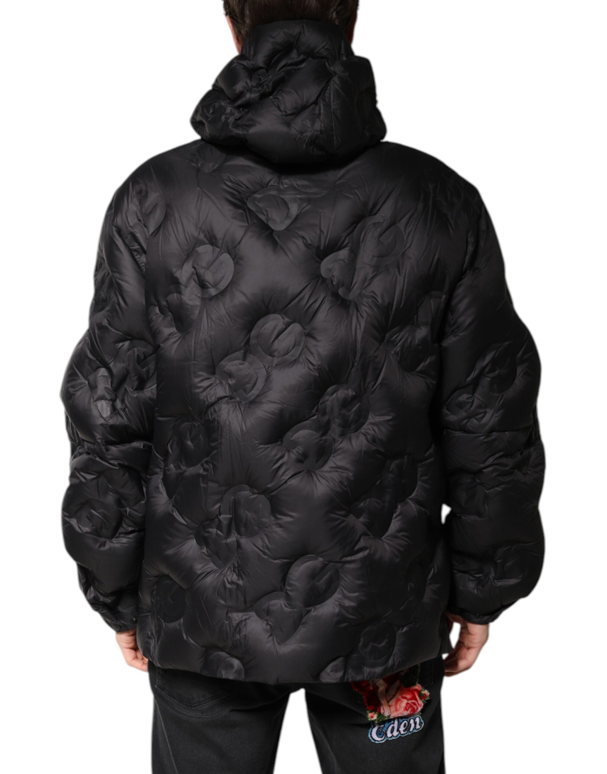 Dolce & Gabbana Black Hooded Parka Coat Winter Jacket