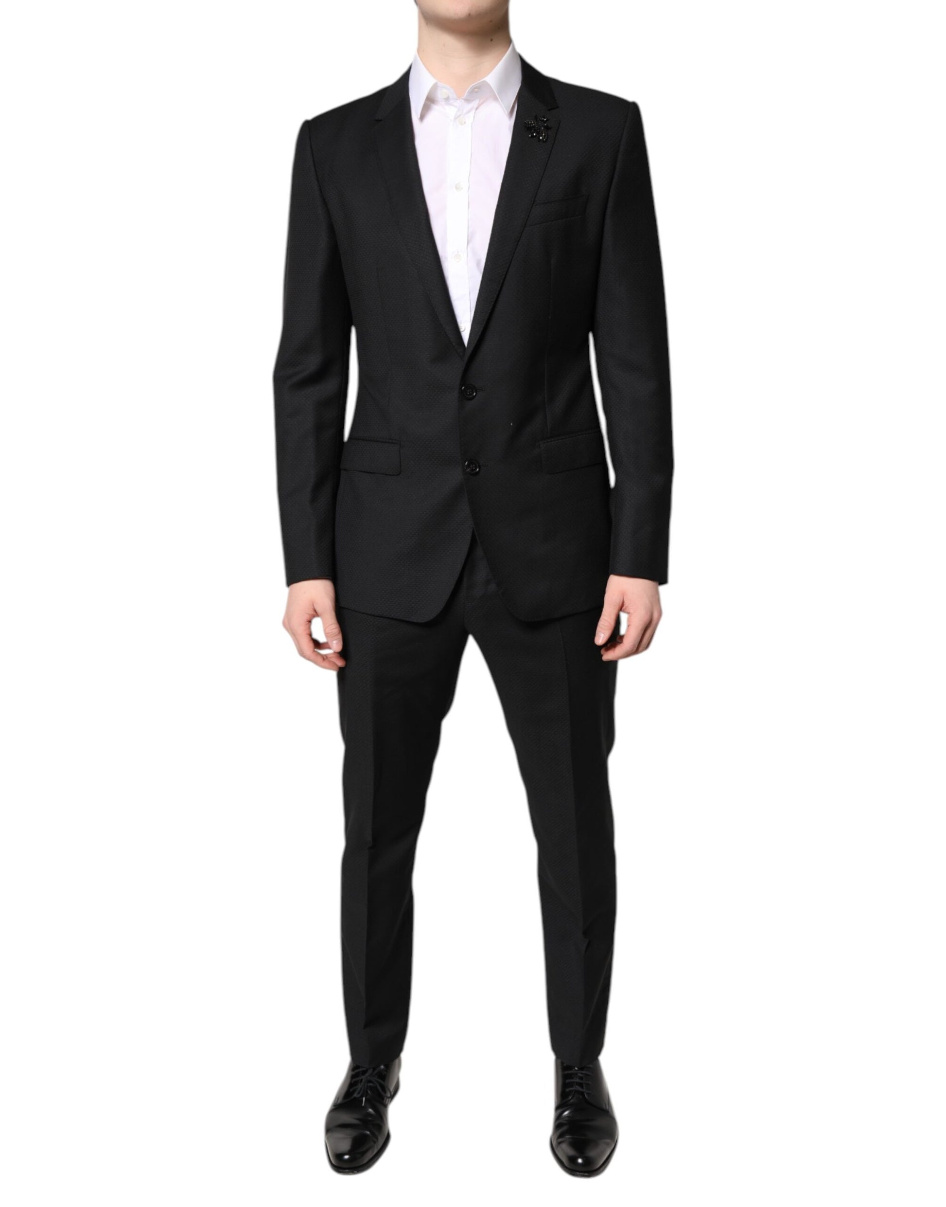 Dolce & Gabbana Black Wool Single Breasted 2 Piece Suit