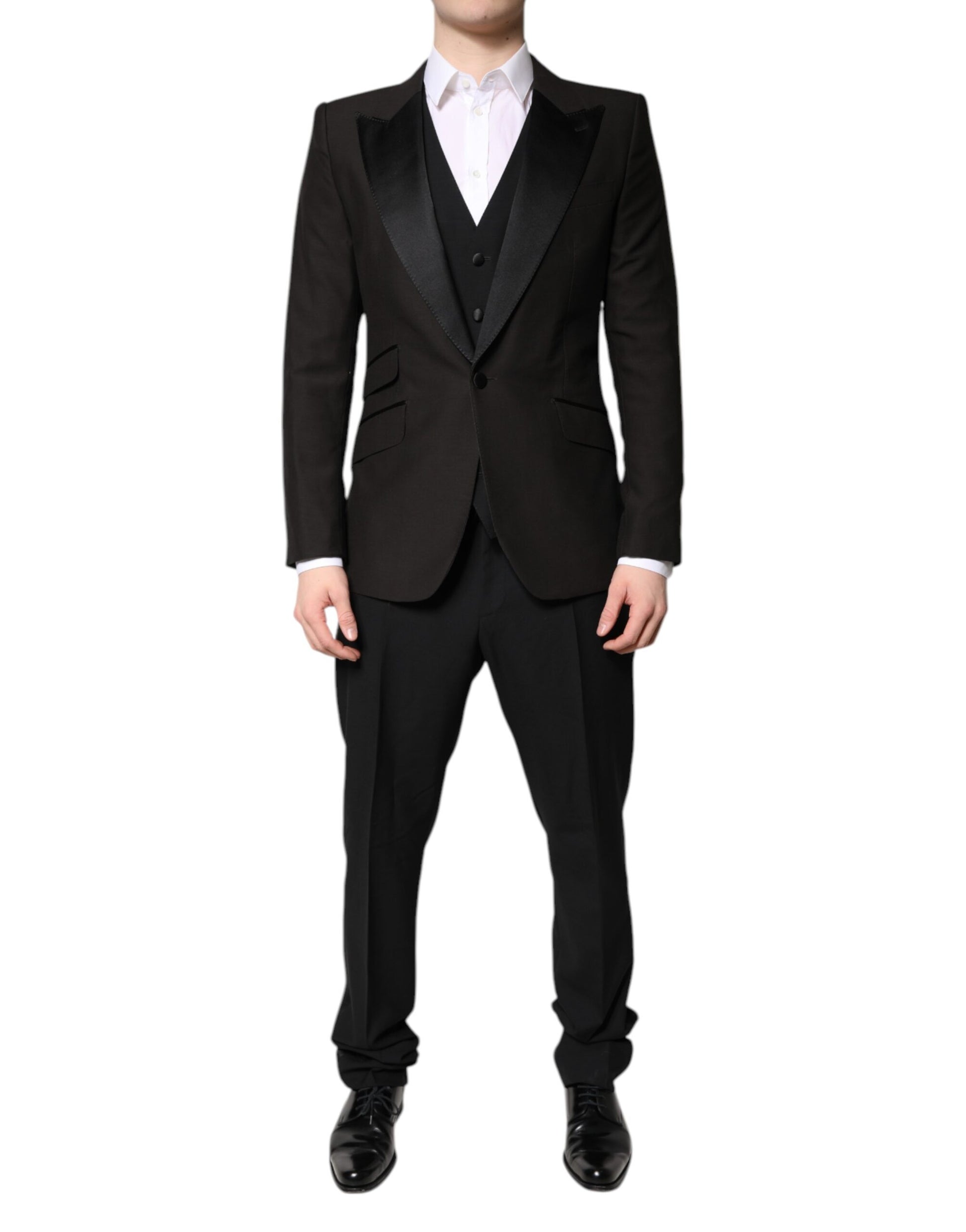 Dolce & Gabbana Black Single Breasted Formal 3 Piece Suit