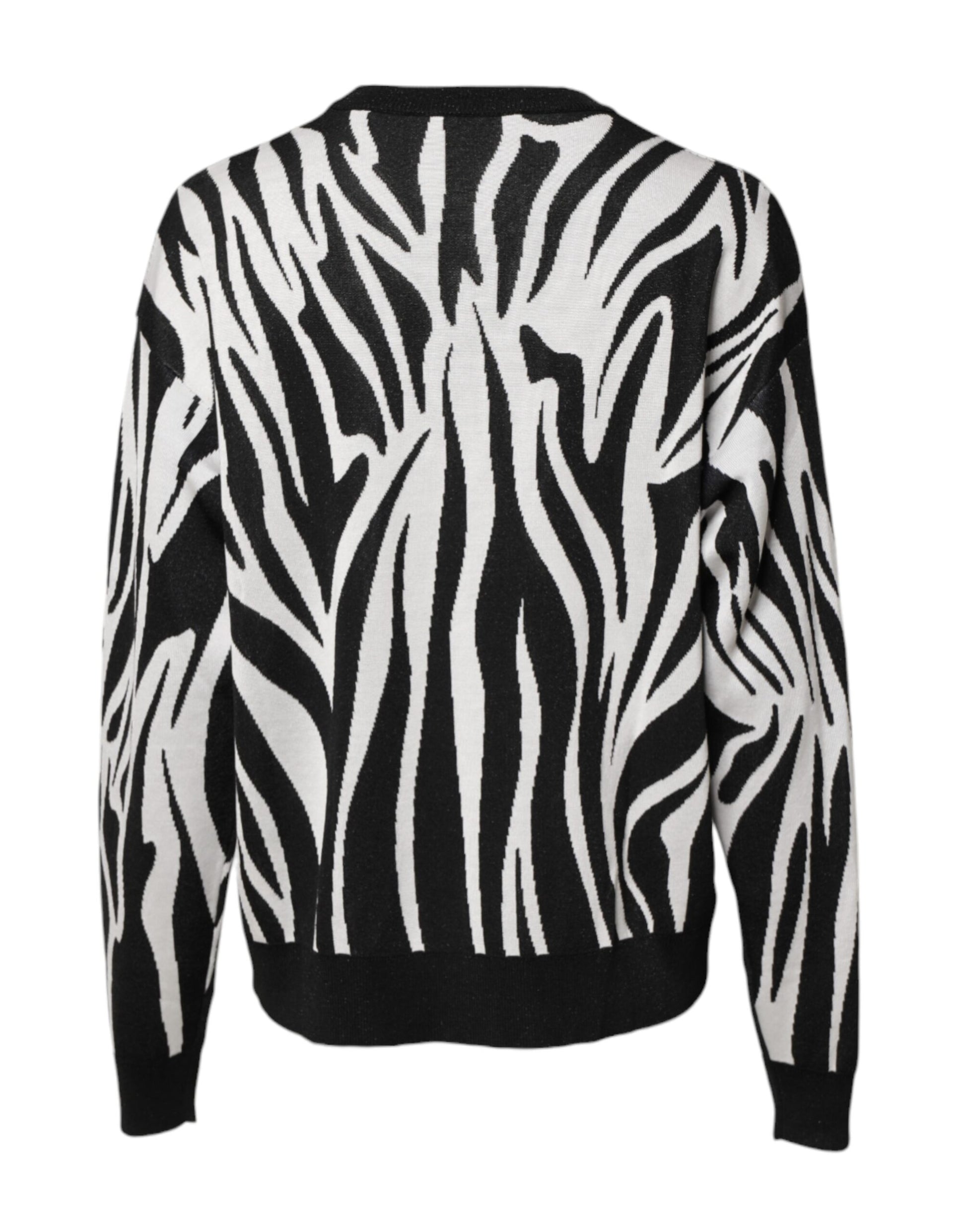 Dolce & Gabbana Black White Print Women Pullover Sweater