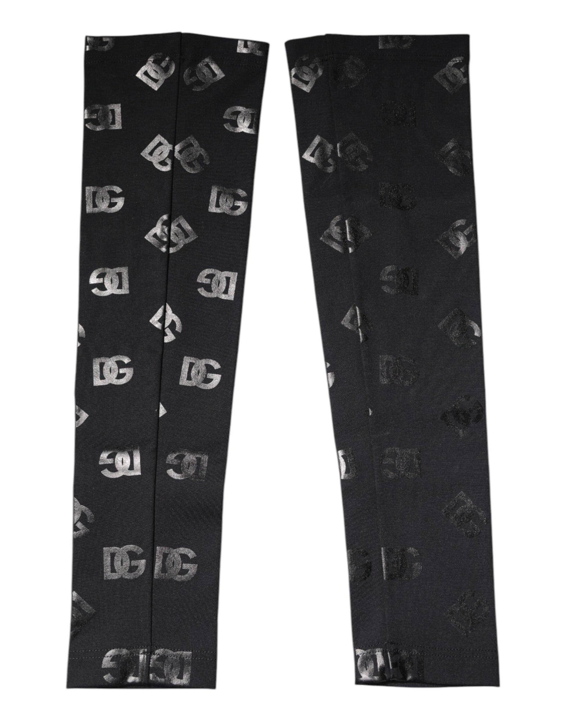 Dolce & Gabbana Black DG Logo Monogram Wool Stretch Arm Sleeves