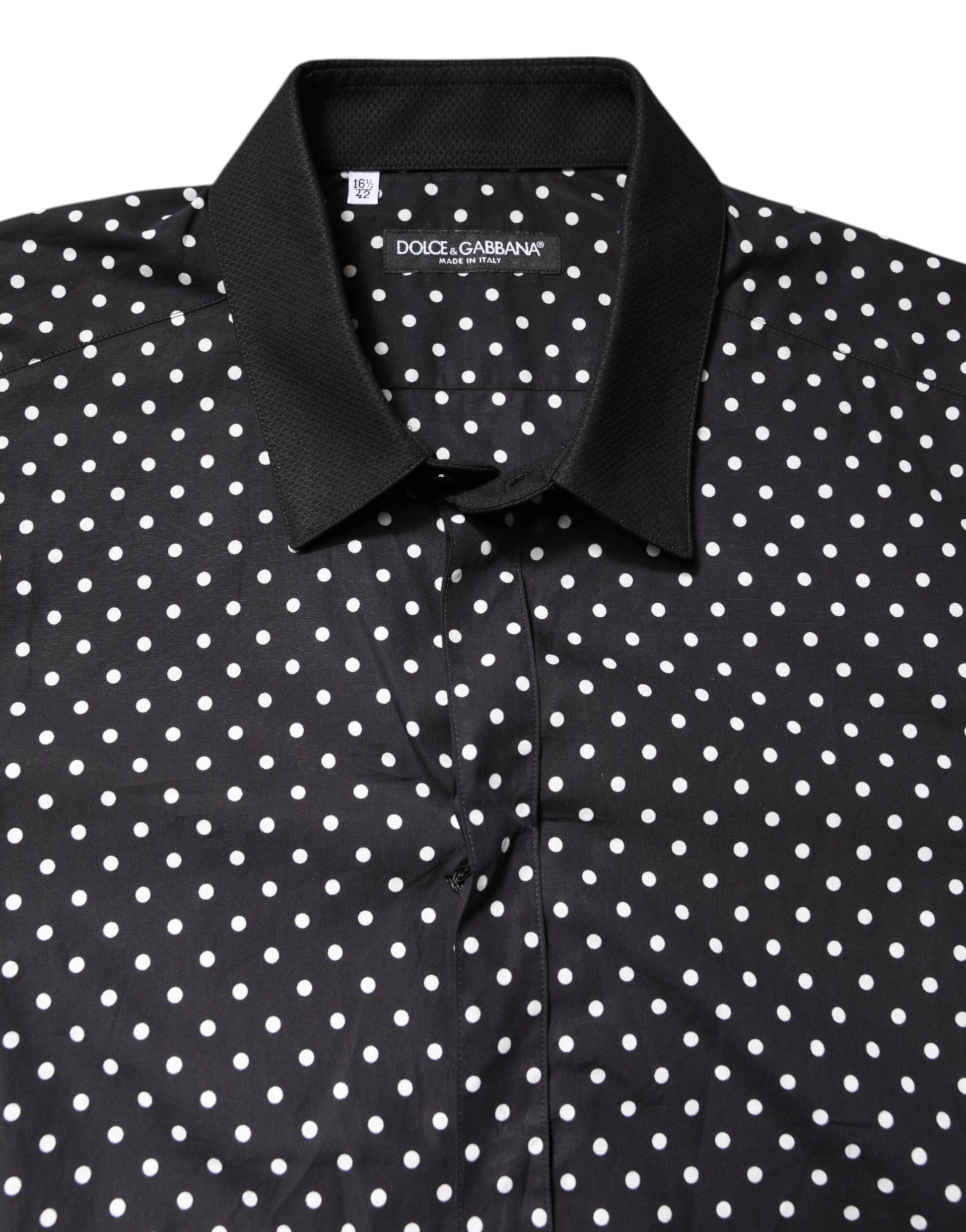 Dolce & Gabbana Black Polka Dot Cotton Formal Dress Shirt