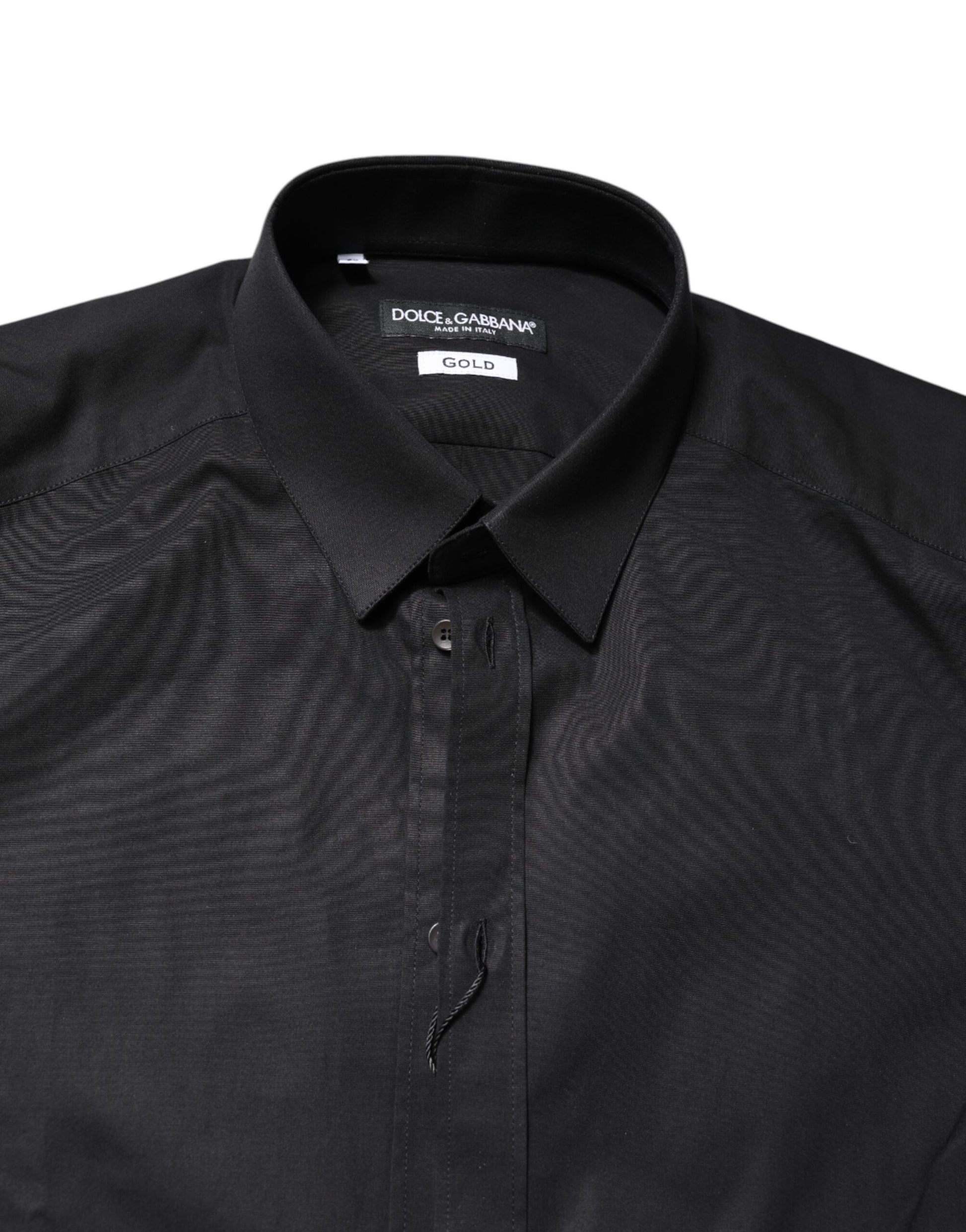 Dolce & Gabbana Black GOLD Cotton Long Sleeves Dress Shirt