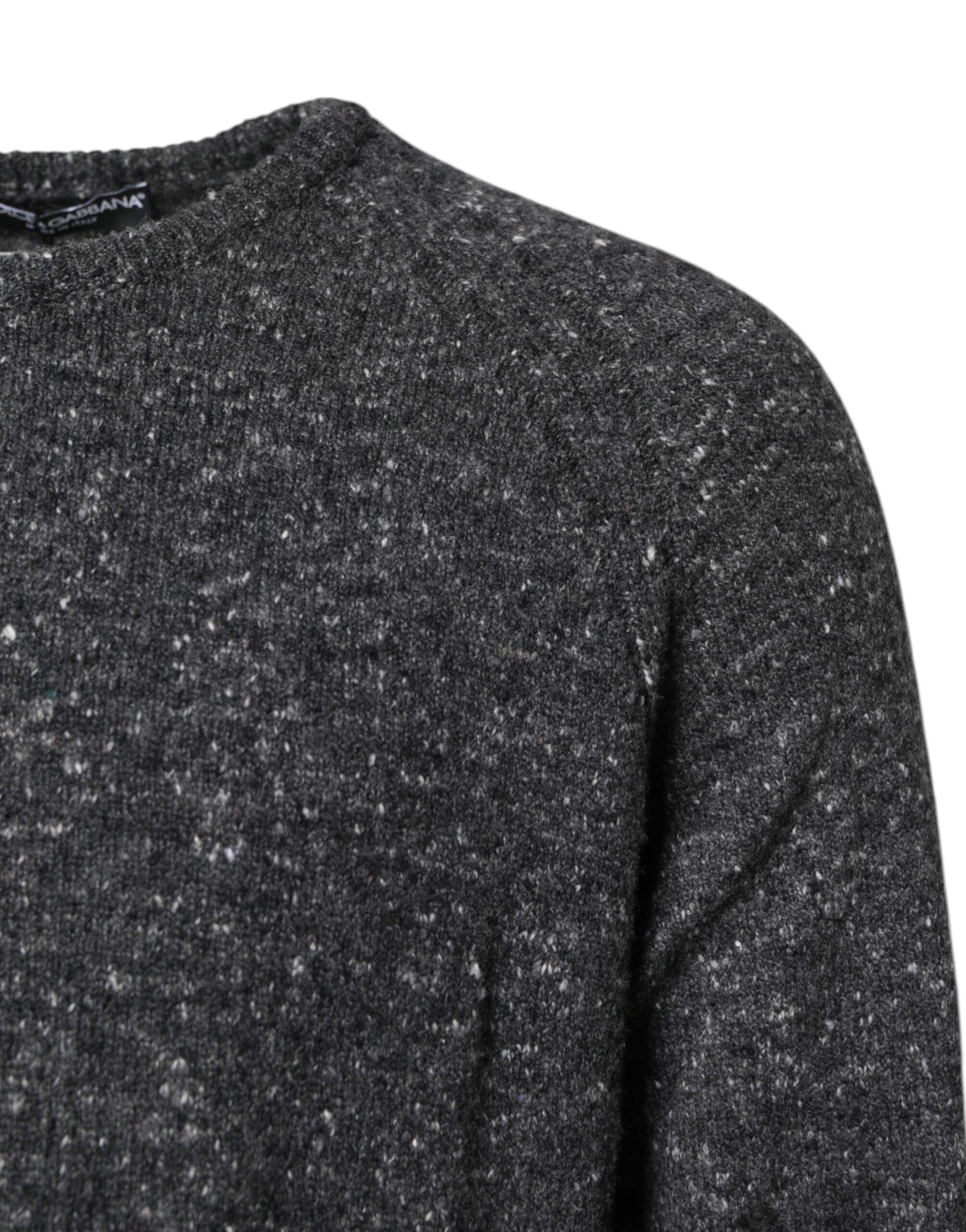 Dolce & Gabbana Gray Wool Knitted Round Neck Pullover Sweater