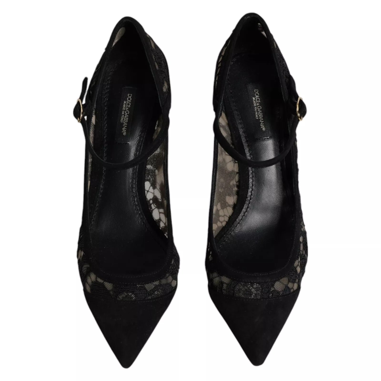 Dolce & Gabbana Black Mary Jane Taormina Lace Pumps Shoes