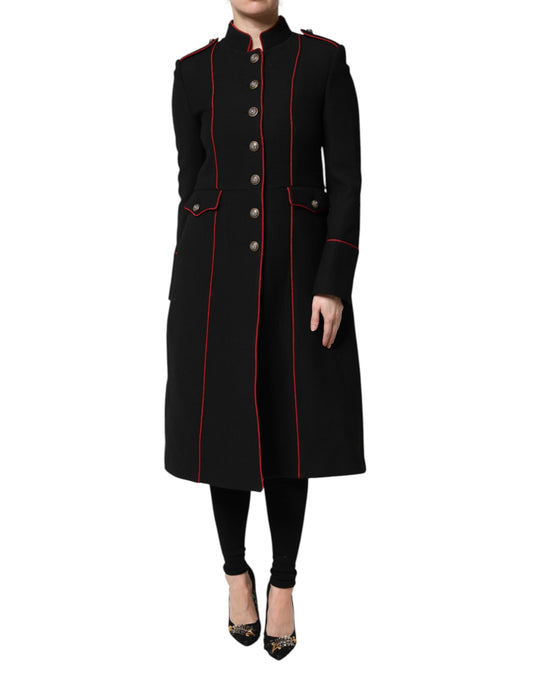Dolce & Gabbana Black Wool Single Breasted Trench Coat Jacket - Qutton