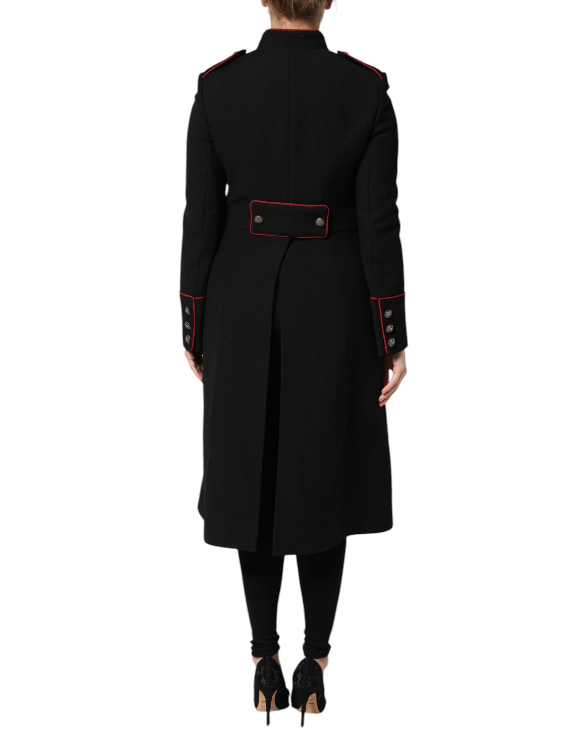 Dolce & Gabbana Black Wool Single Breasted Trench Coat Jacket - Qutton