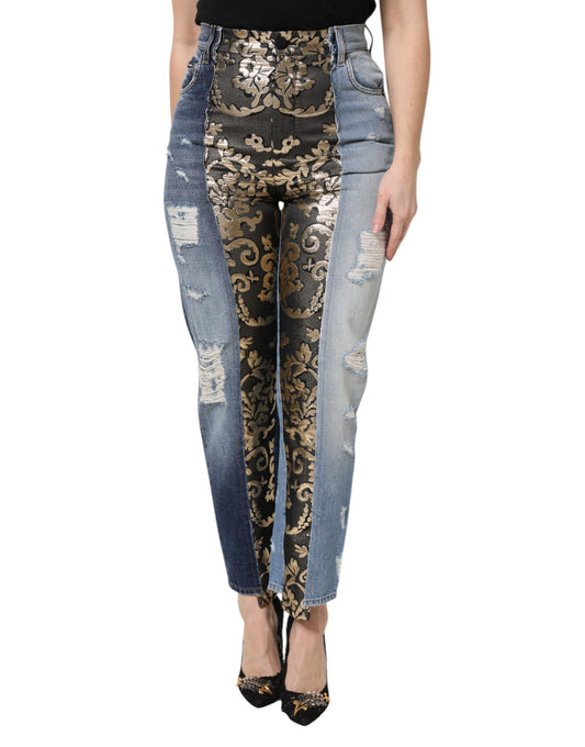 Dolce & Gabbana Multicolor Patchwork High Waist Denim Jeans