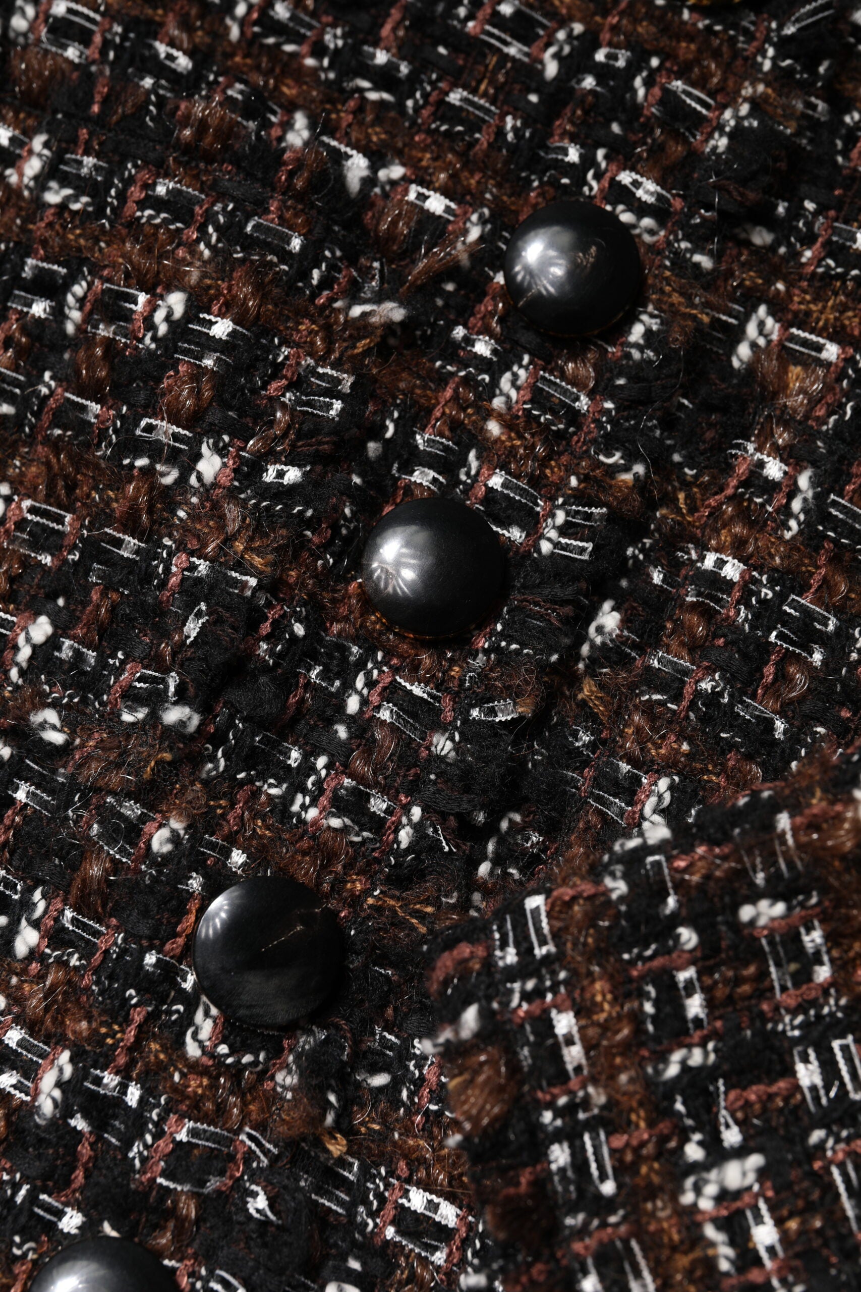 Dolce & Gabbana Brown Tweed Short Sleeves A-line Mini Dress