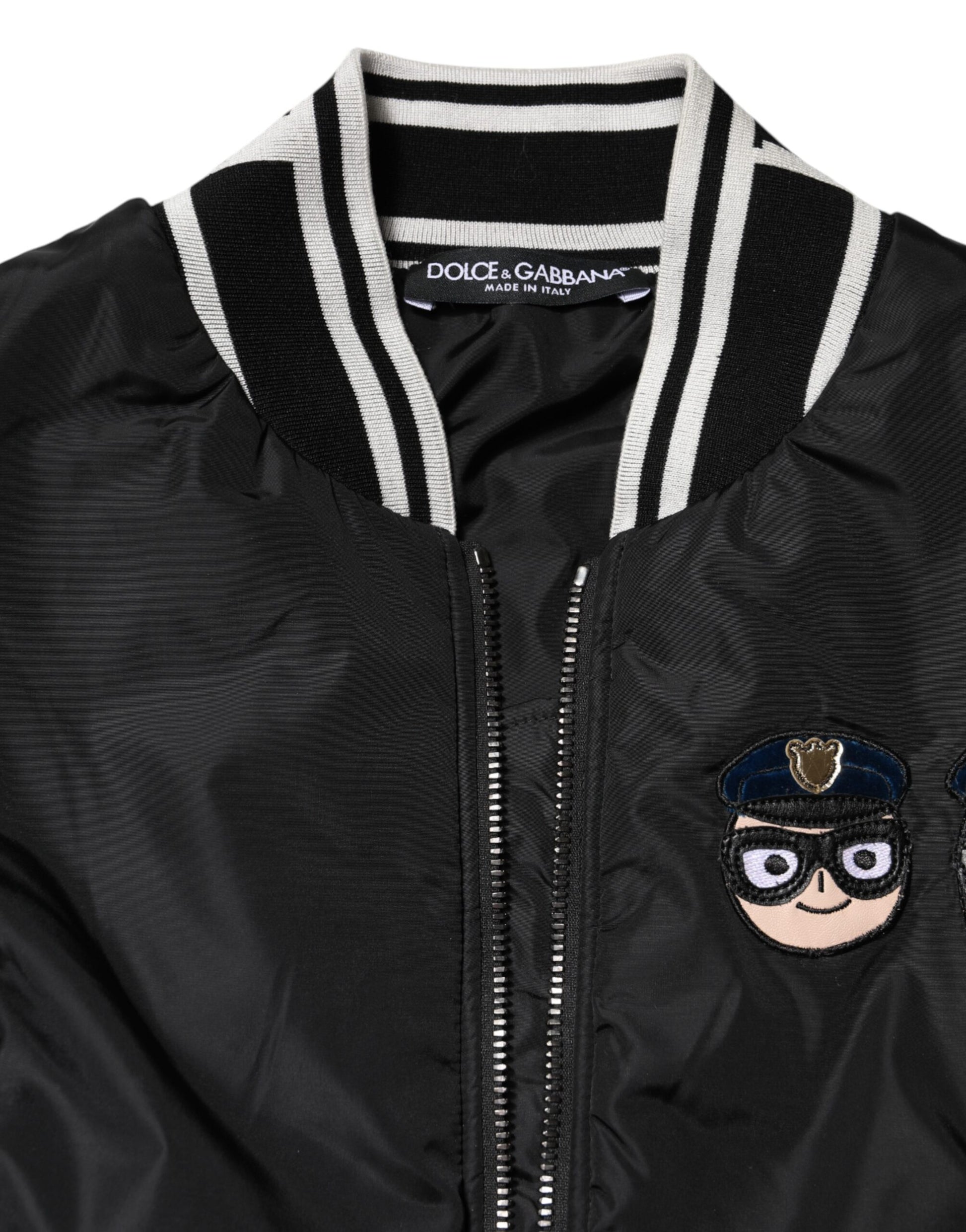 Dolce & Gabbana Black Nylon #DGFamily Full Zip Bomber Jacket