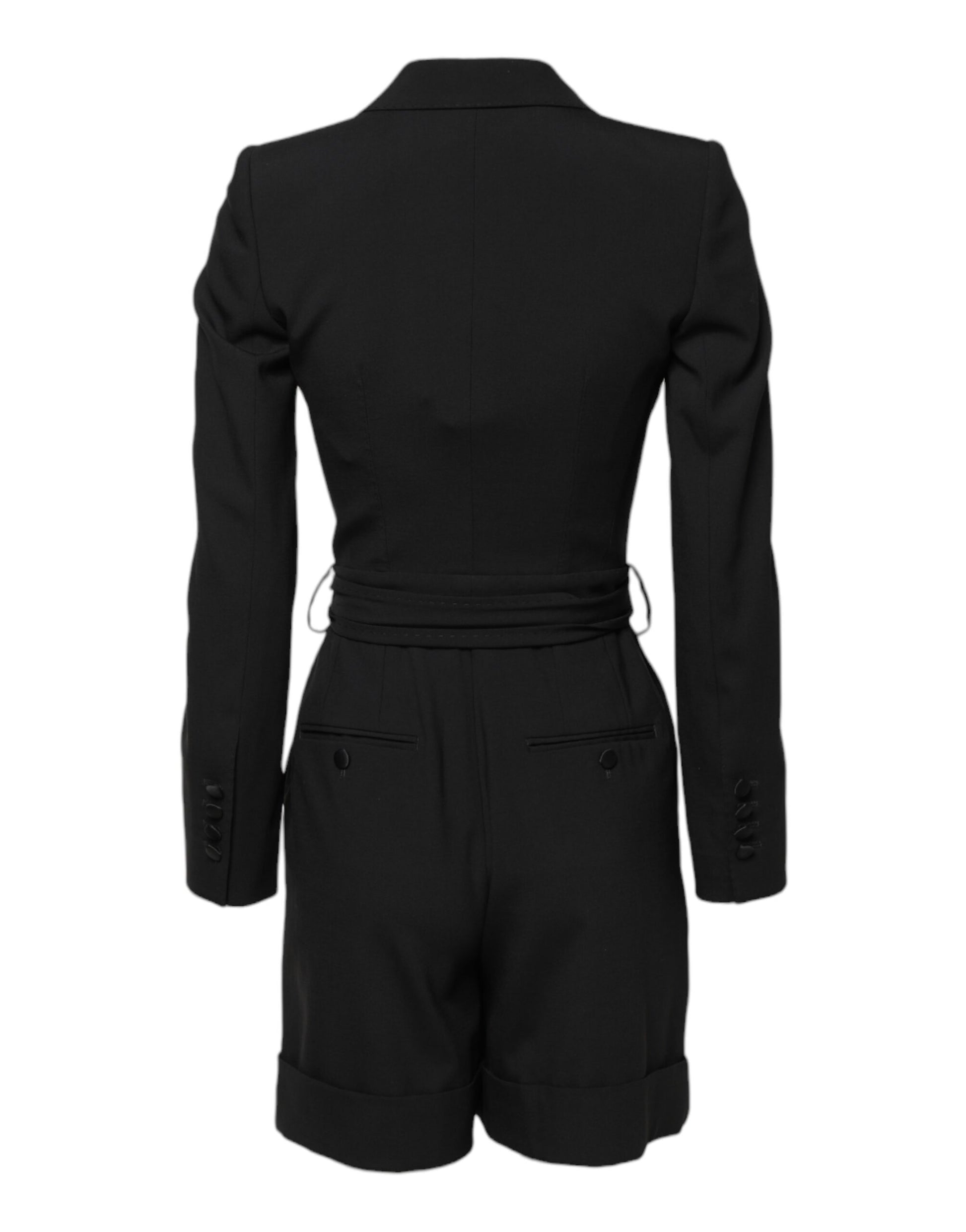 Dolce & Gabbana Black Wool Jumpsuit Dress Women Coat Jacket