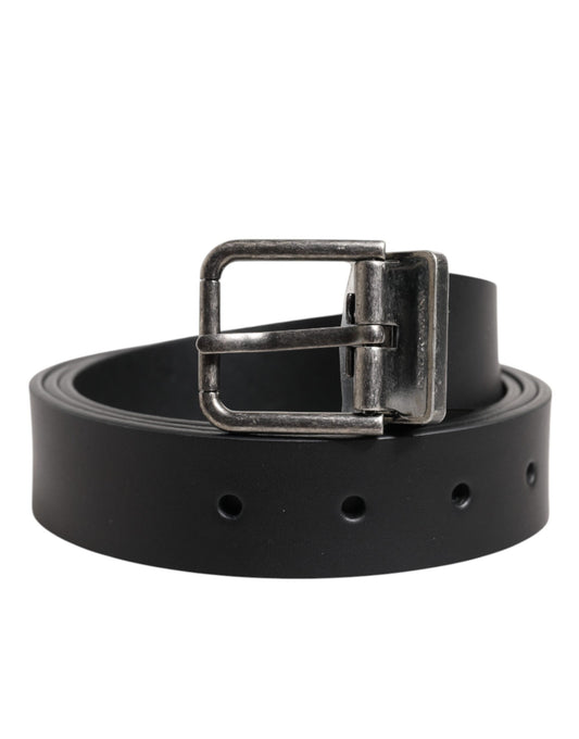 Dolce & Gabbana Black Classic Leather Metal Buckle Belt - Qutton