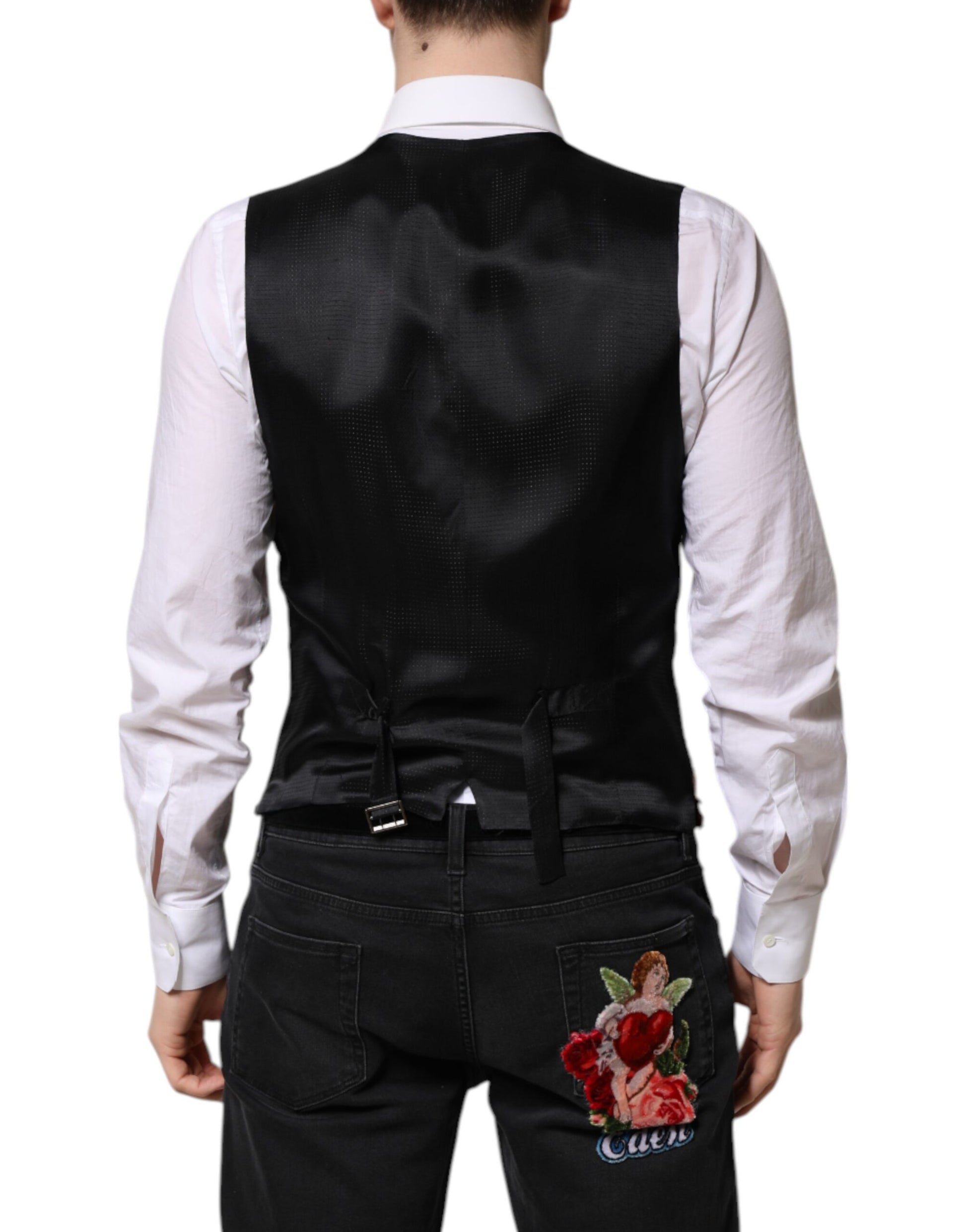 Dolce & Gabbana Red Sequined Dress Formal Men Waistcoat Vest
