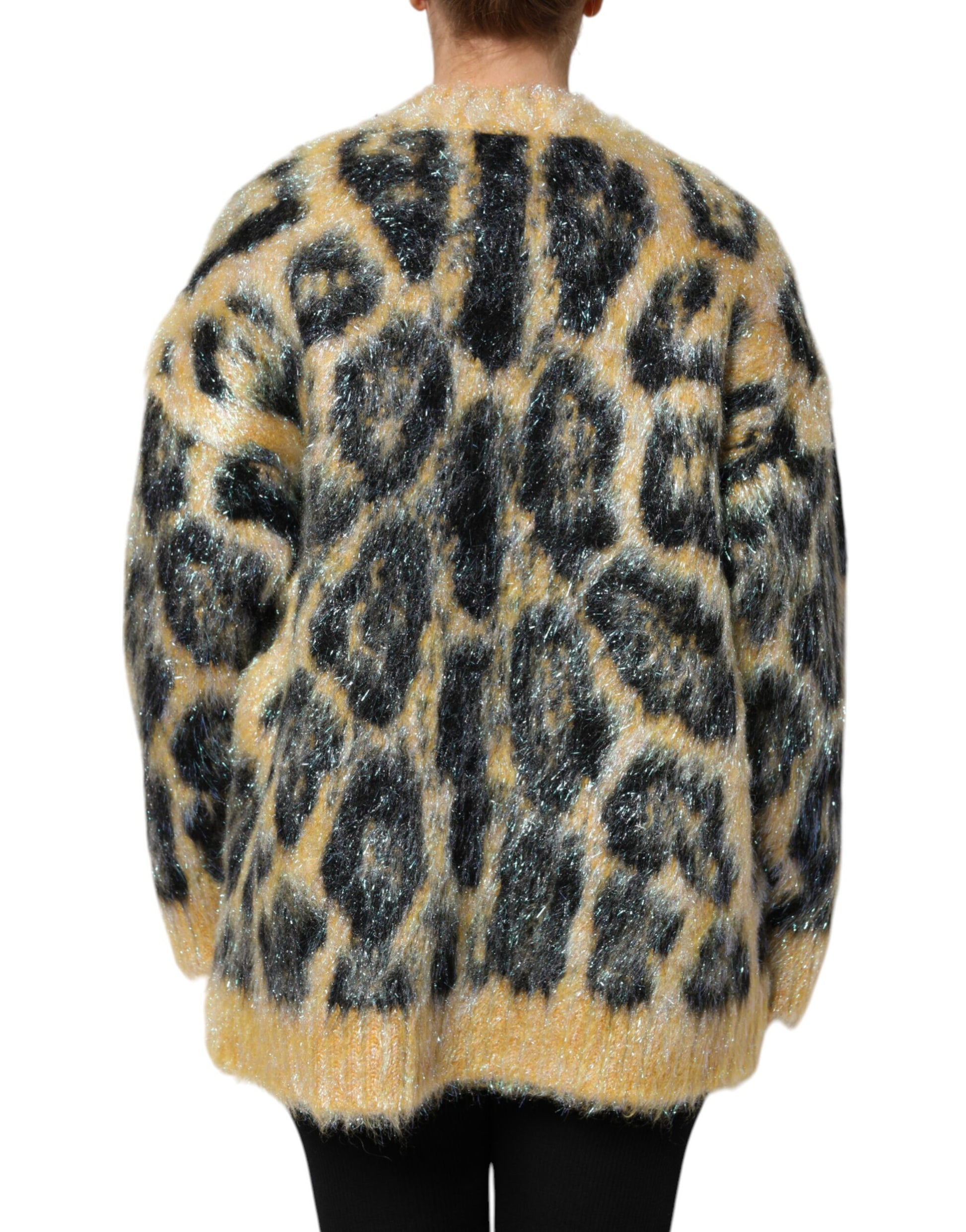 Dolce & Gabbana Multicolor Leopard Mohair Crew Neck Sweater