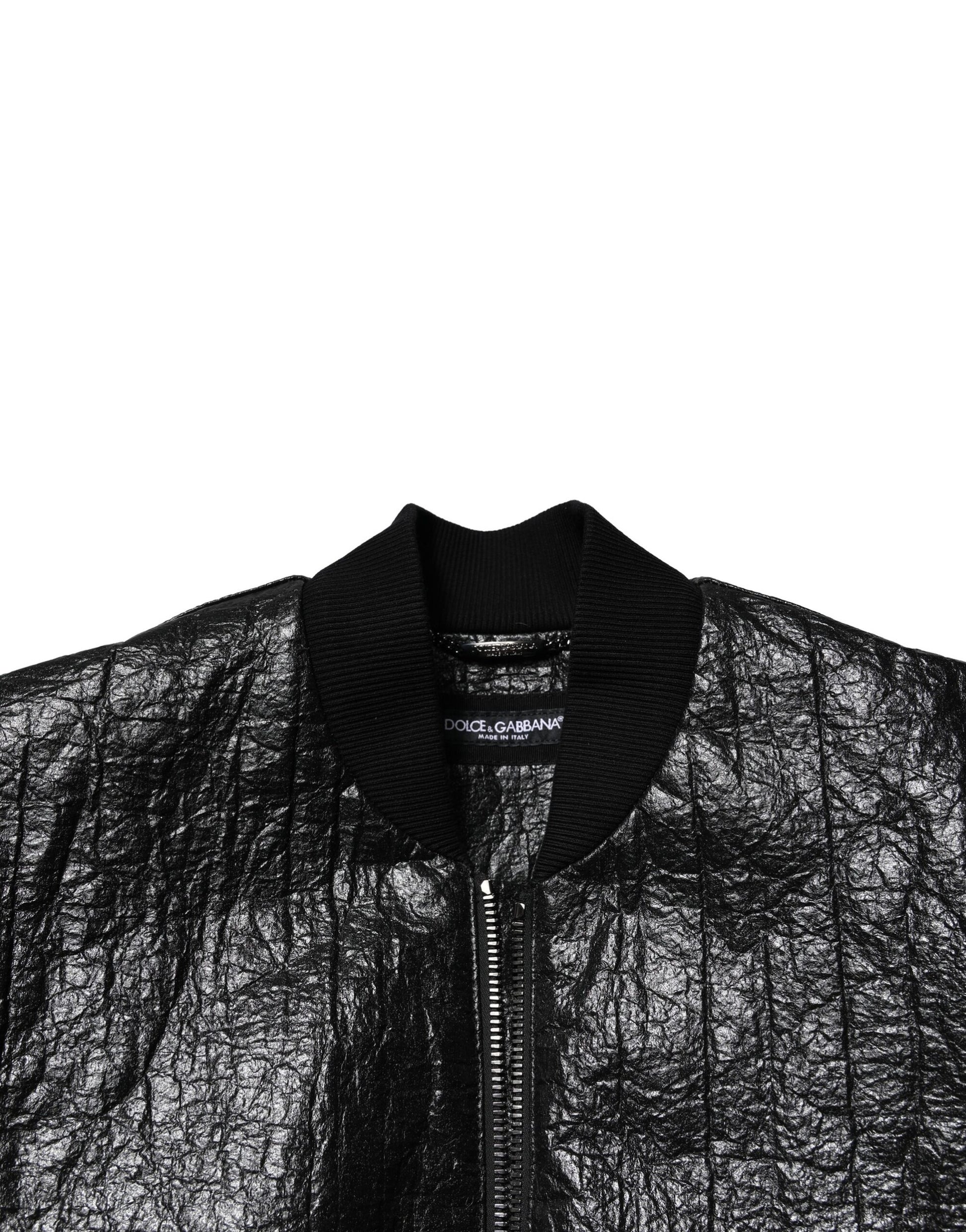 Dolce & Gabbana Black Logo Plaque Bomber Full Zipper Jacket