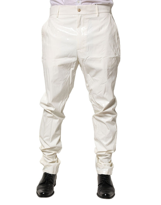 Dolce & Gabbana White Nylon Tapered Dress Men Pants - Qutton