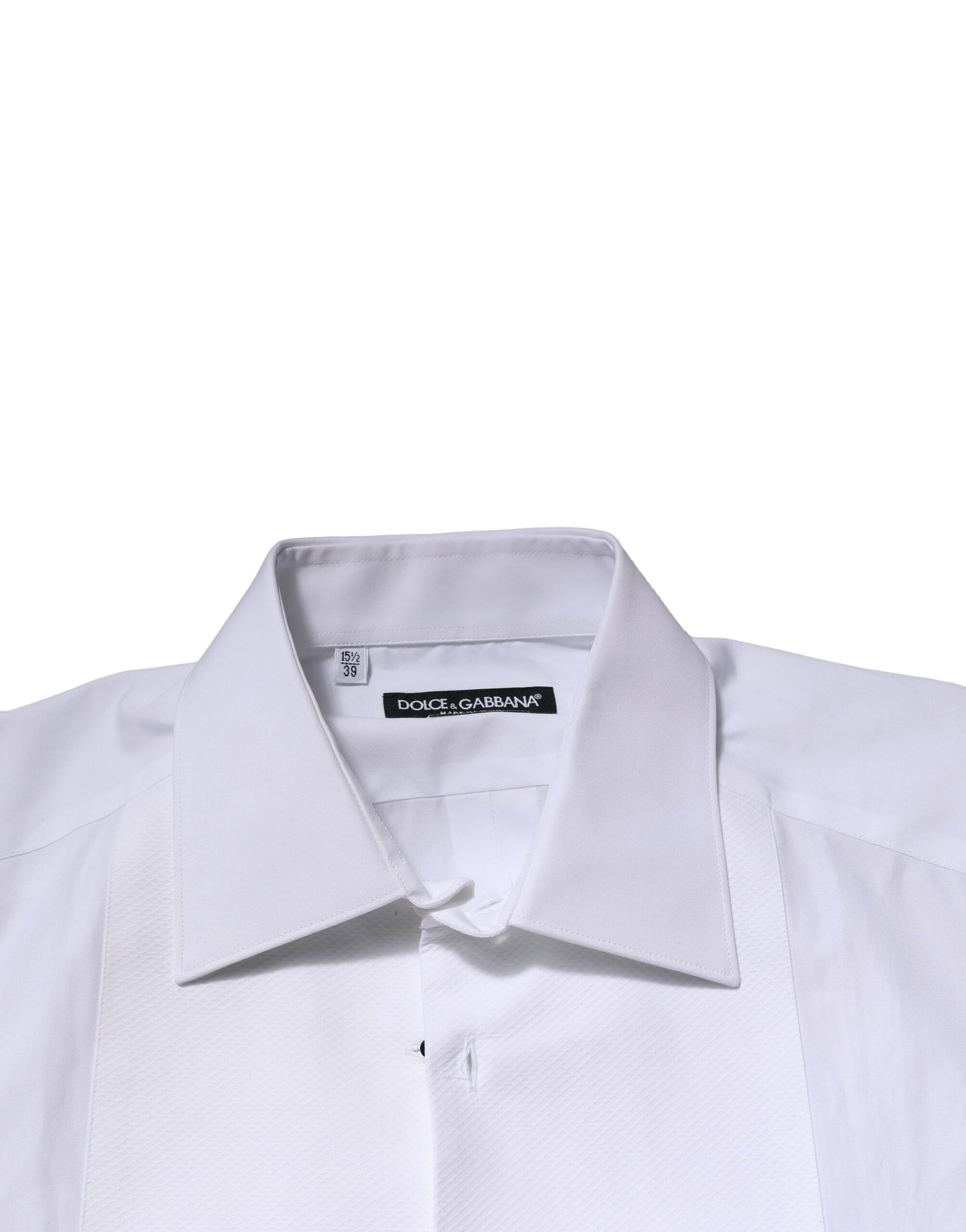 Dolce & Gabbana White GOLD Crown Cotton Dress Formal Shirt