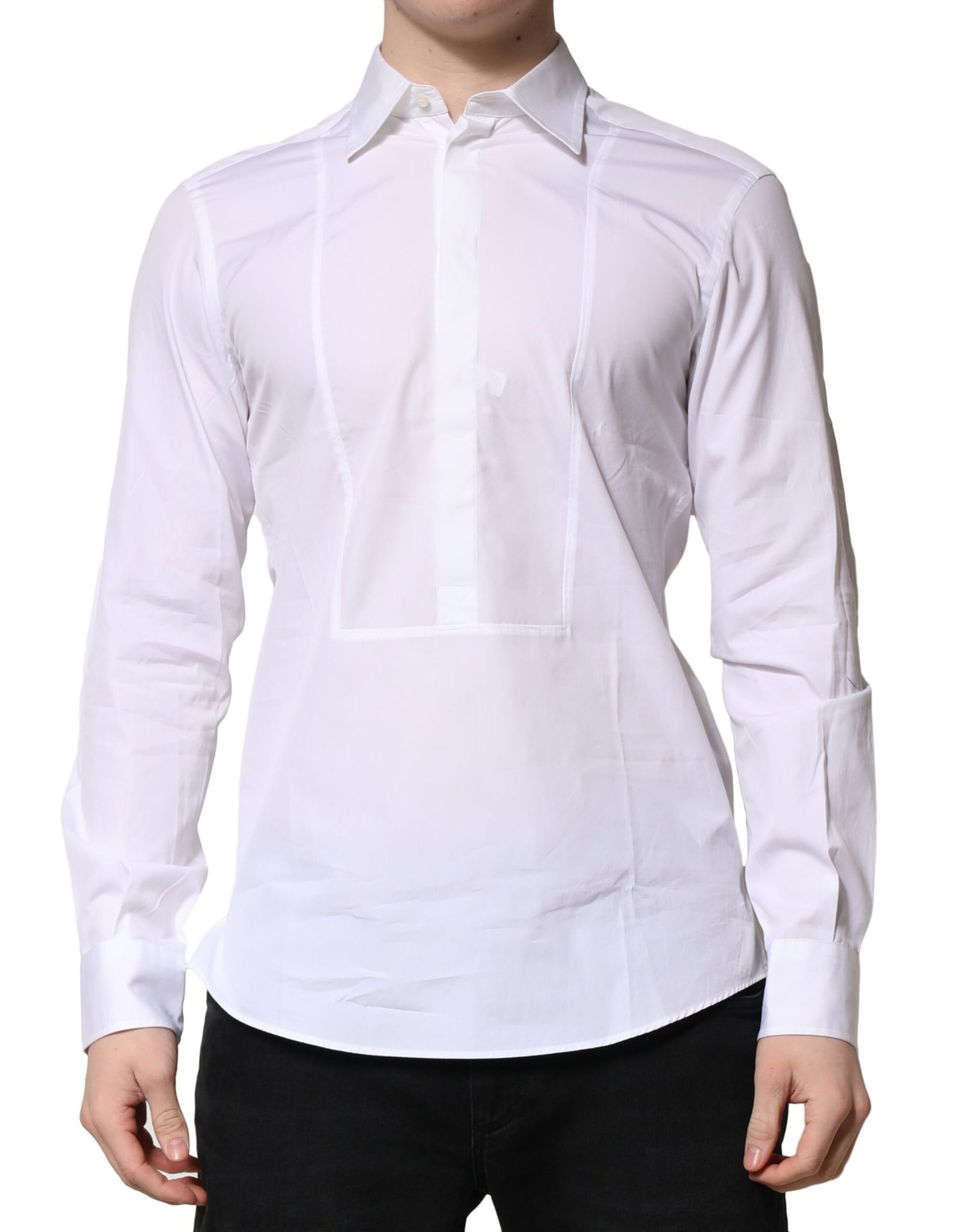 Dolce & Gabbana White Poplin Cotton Formal Men Dress Shirt