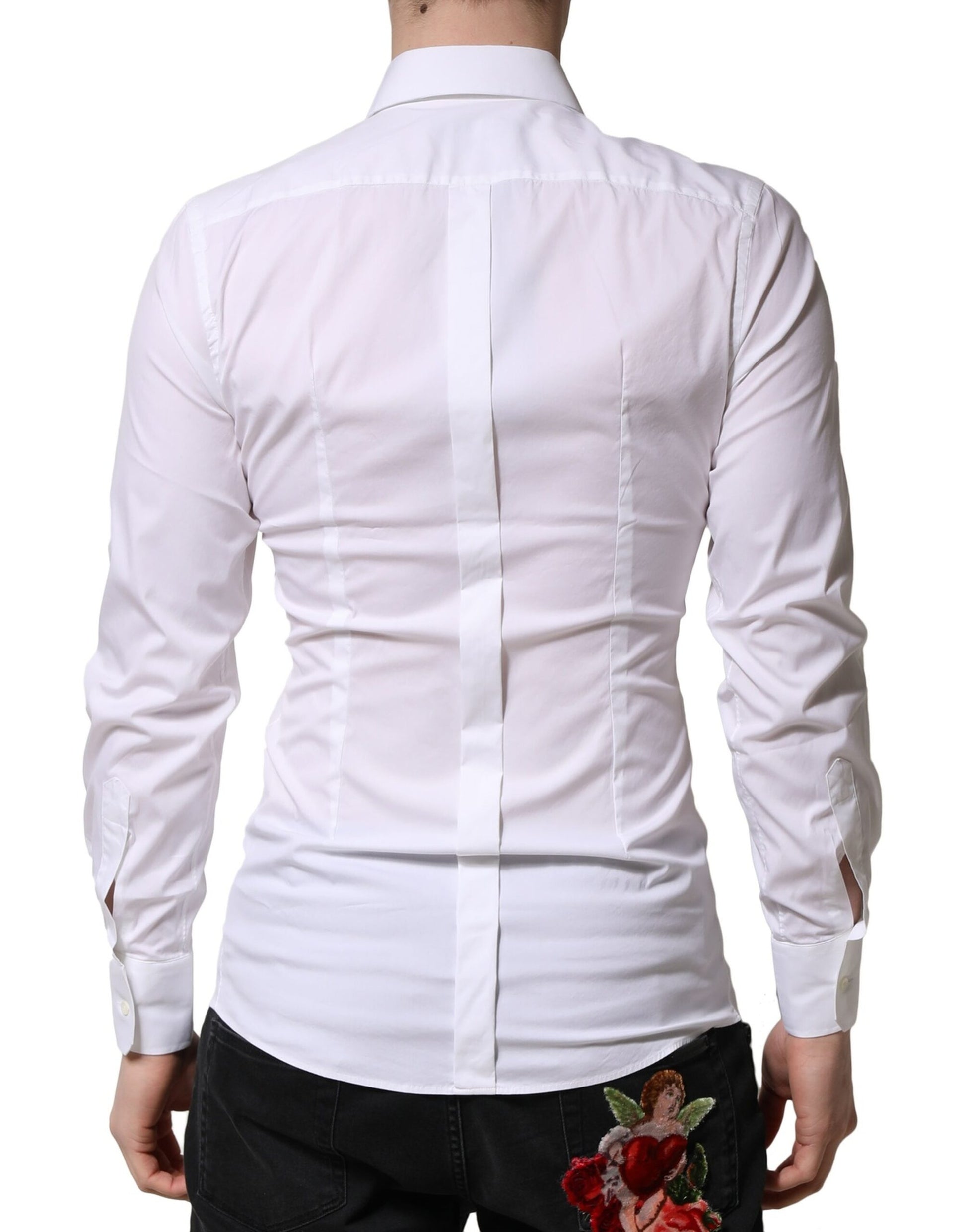 Dolce & Gabbana White GOLD Long Sleeves Men Dress Formal Shirt