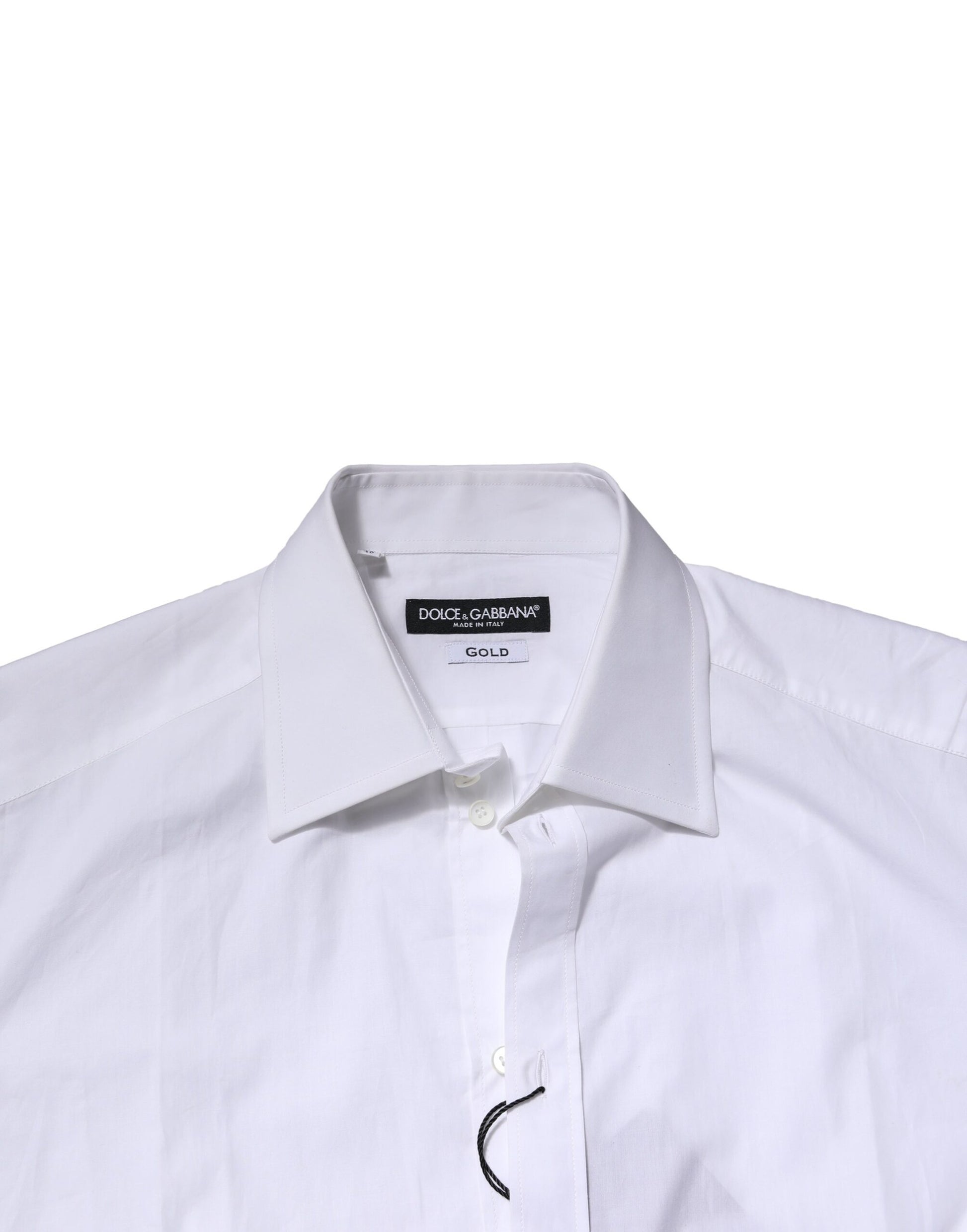 Dolce & Gabbana White Cotton GOLD Long Sleeves Formal Shirt