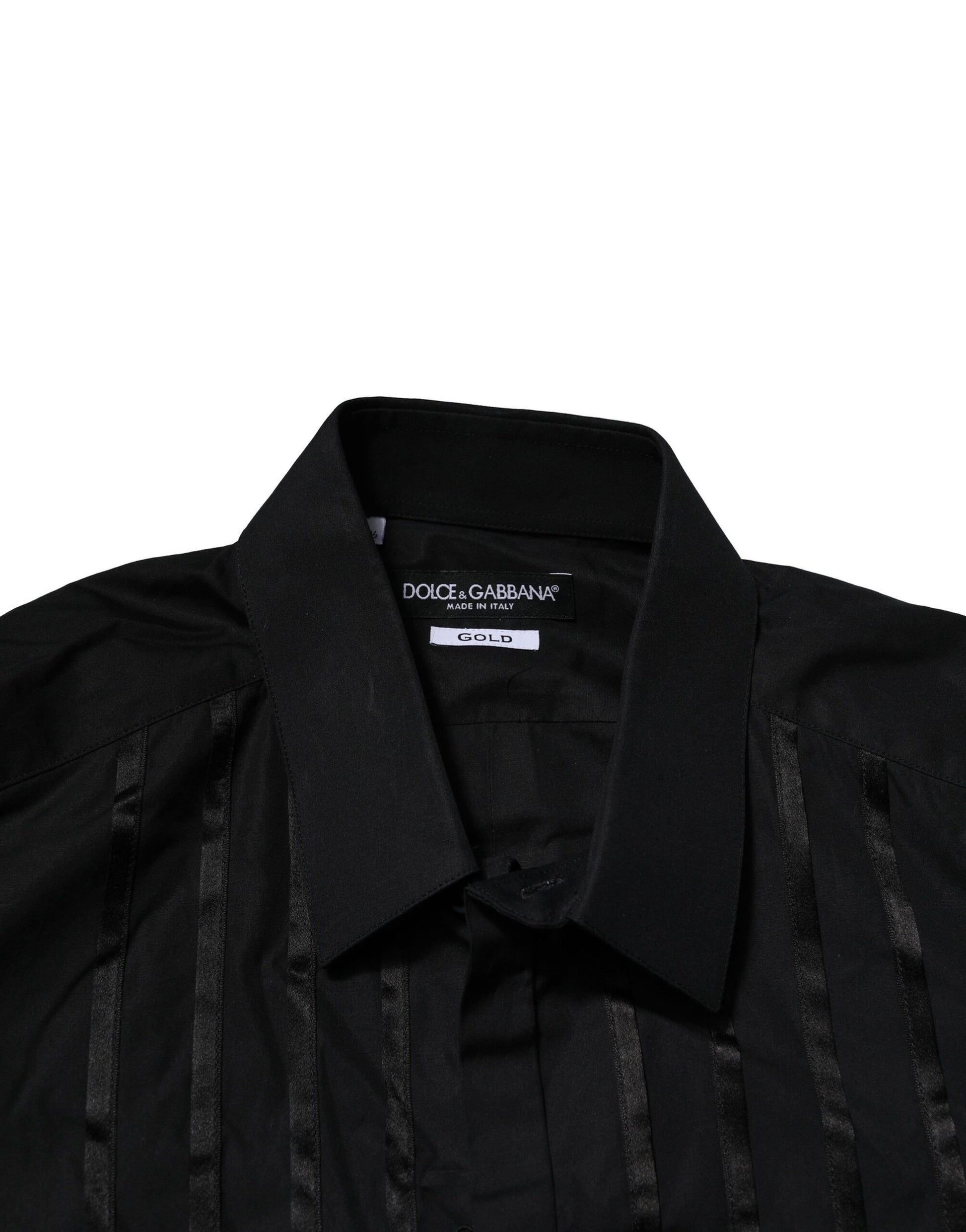 Dolce & Gabbana Black Cotton GOLD Mens Dress Formal Shirt