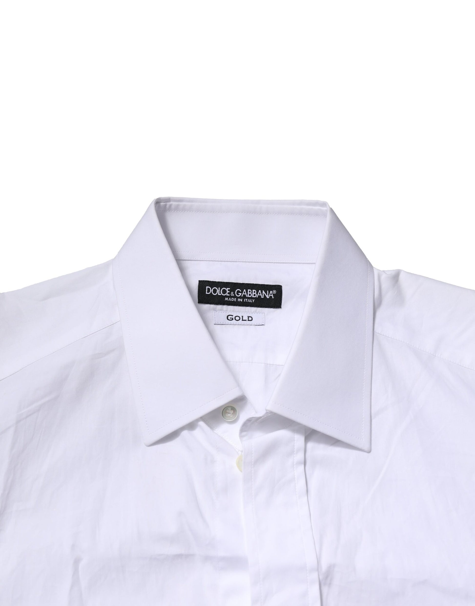 Dolce & Gabbana White GOLD Cotton Men Dress Formal Shirt