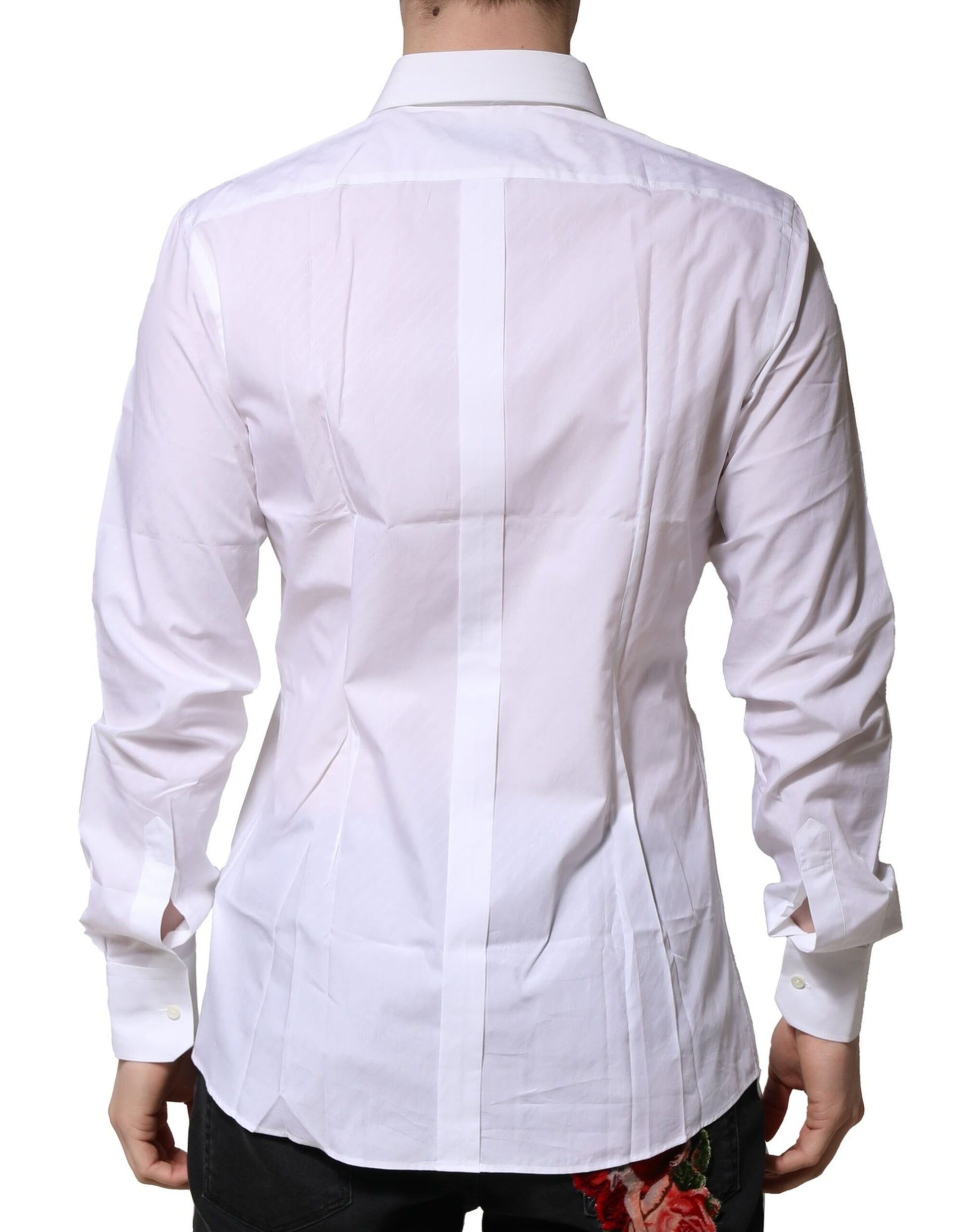 Dolce & Gabbana White GOLD Long Sleeves Men Dress Formal Shirt