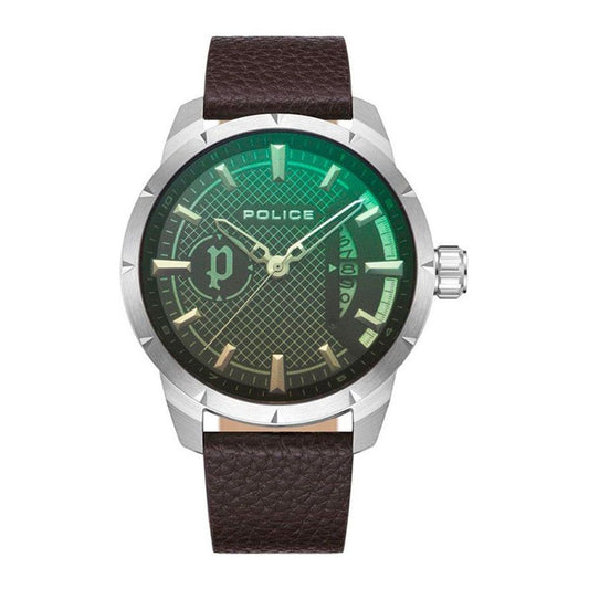 Police Brown Leather Dress Watch