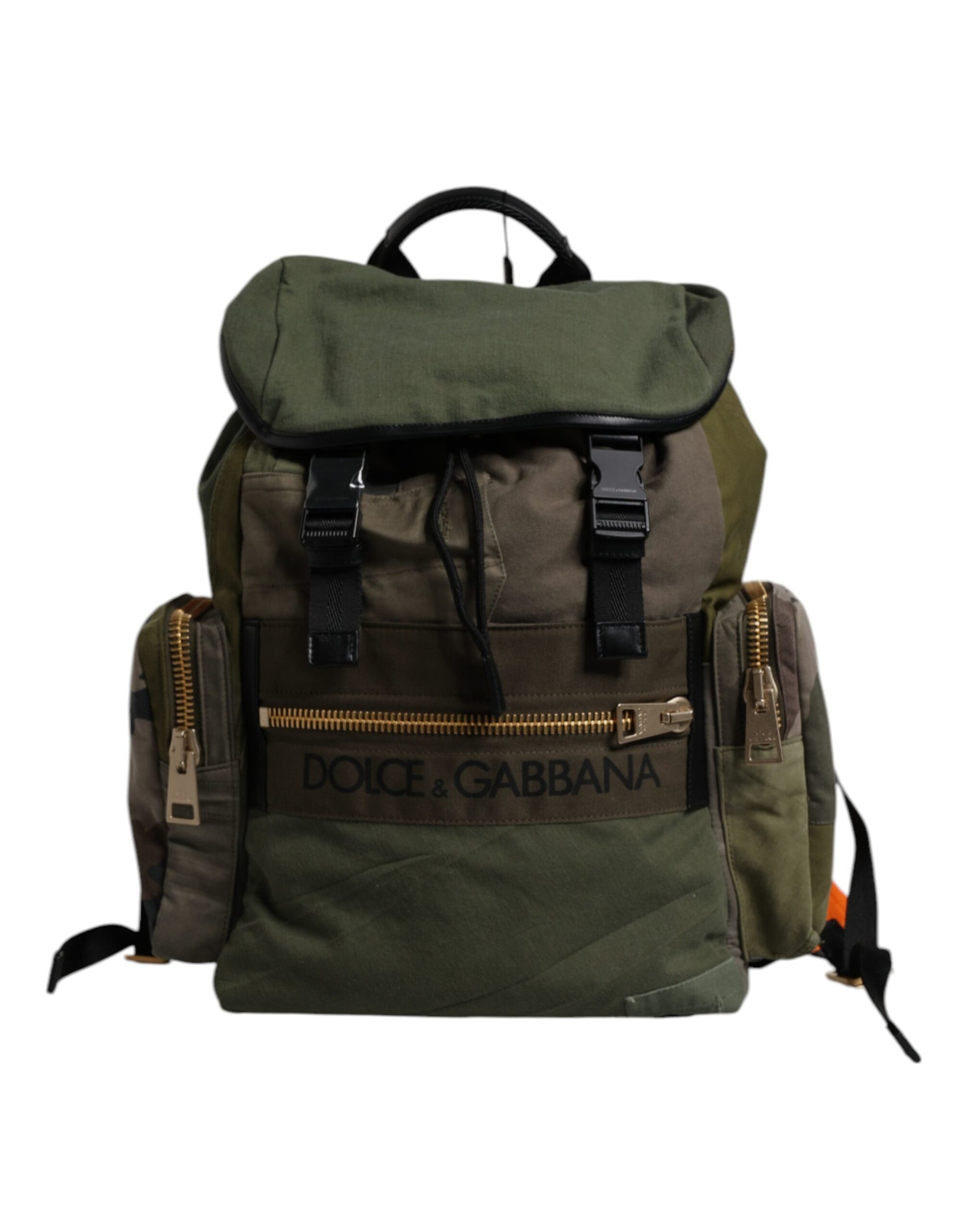 Dolce & Gabbana Green Patchwork Travel Backpack Military Bag