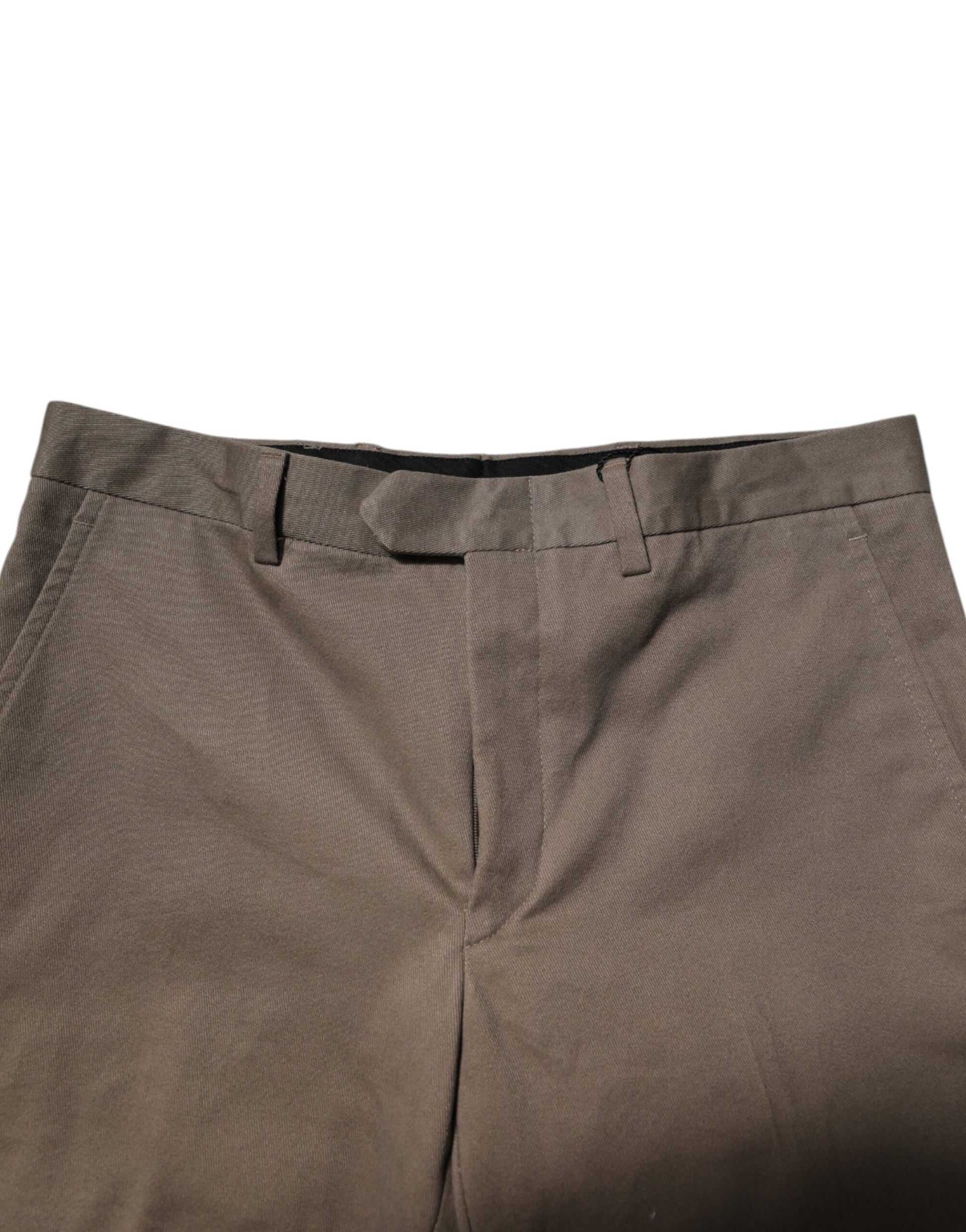 BENCIVENGA Brown Cotton Tapered Formal Dress Pants