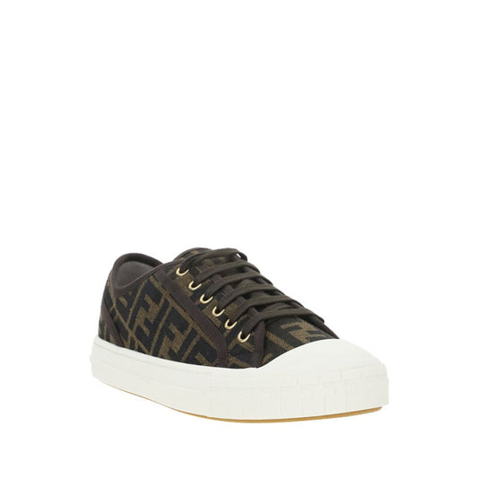 Fendi Brown Polyamide Low Top Sneakers