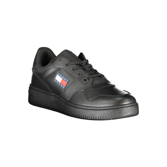Tommy Hilfiger Black Leather Men Sneaker