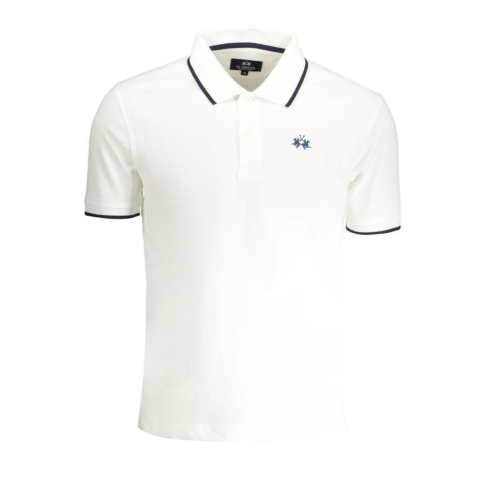 La Martina White Cotton Men Polo Shirt