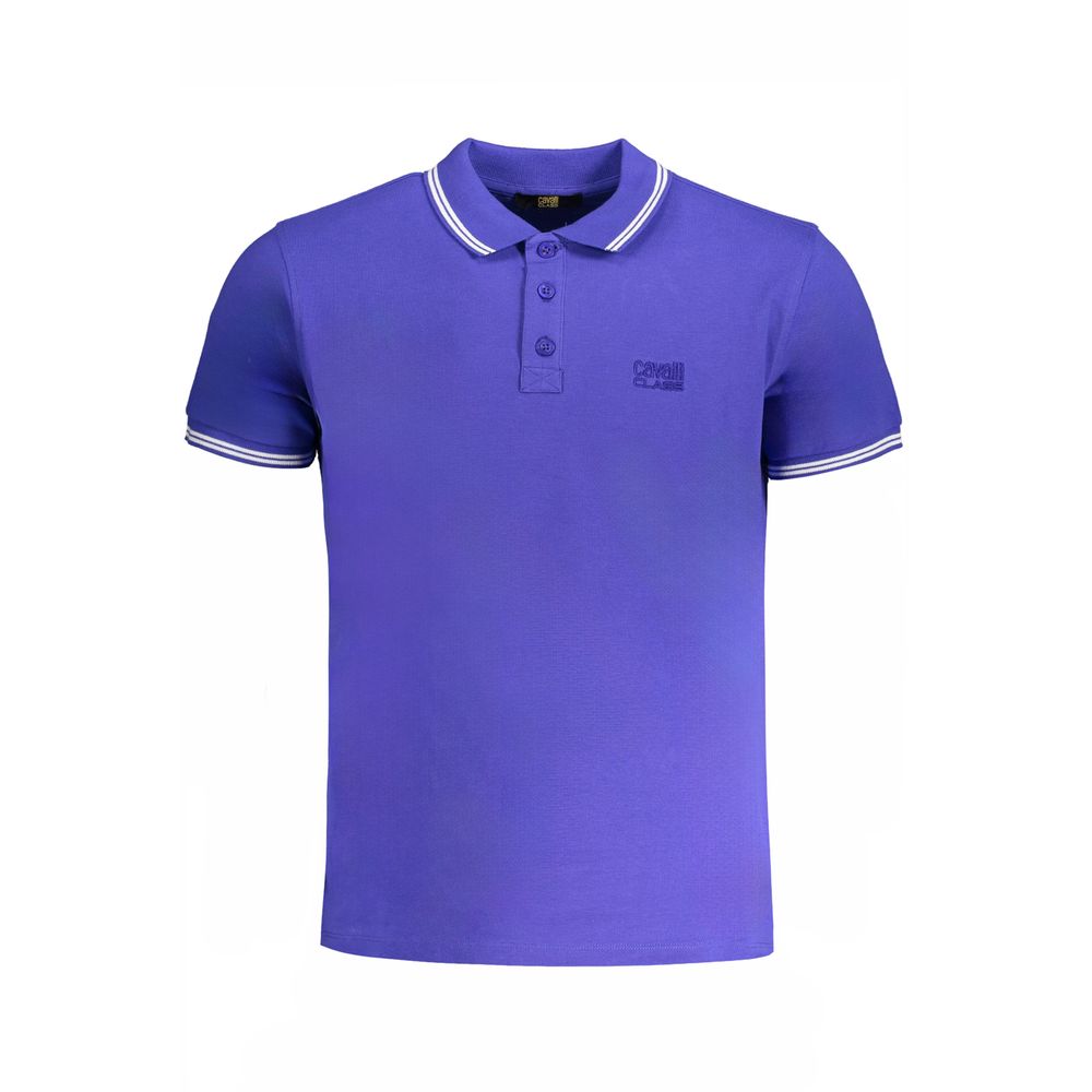 Cavalli Class Blue Cotton Men Polo Shirt