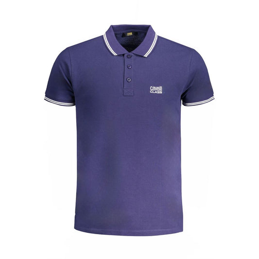 Cavalli Class Blue Cotton Men Polo Shirt