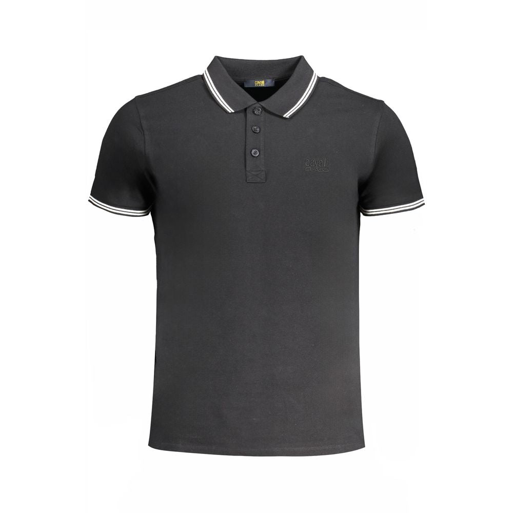 Cavalli Class Black Cotton Men's Polo Shirt