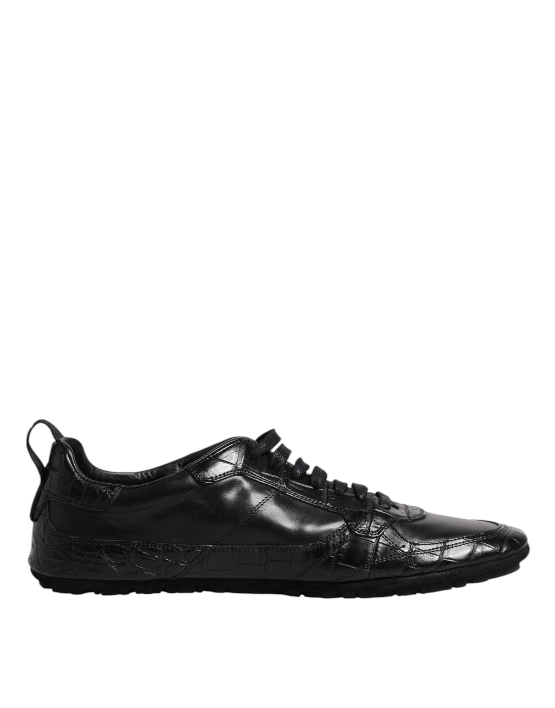Dolce & Gabbana Black Exotic Leather Low Top Sneakers Shoes