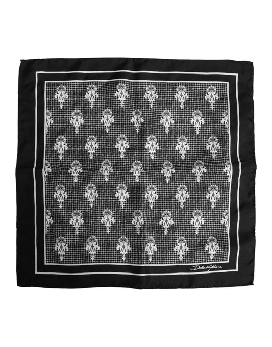 Dolce & Gabbana Black White Printed Square Foulard Scarf