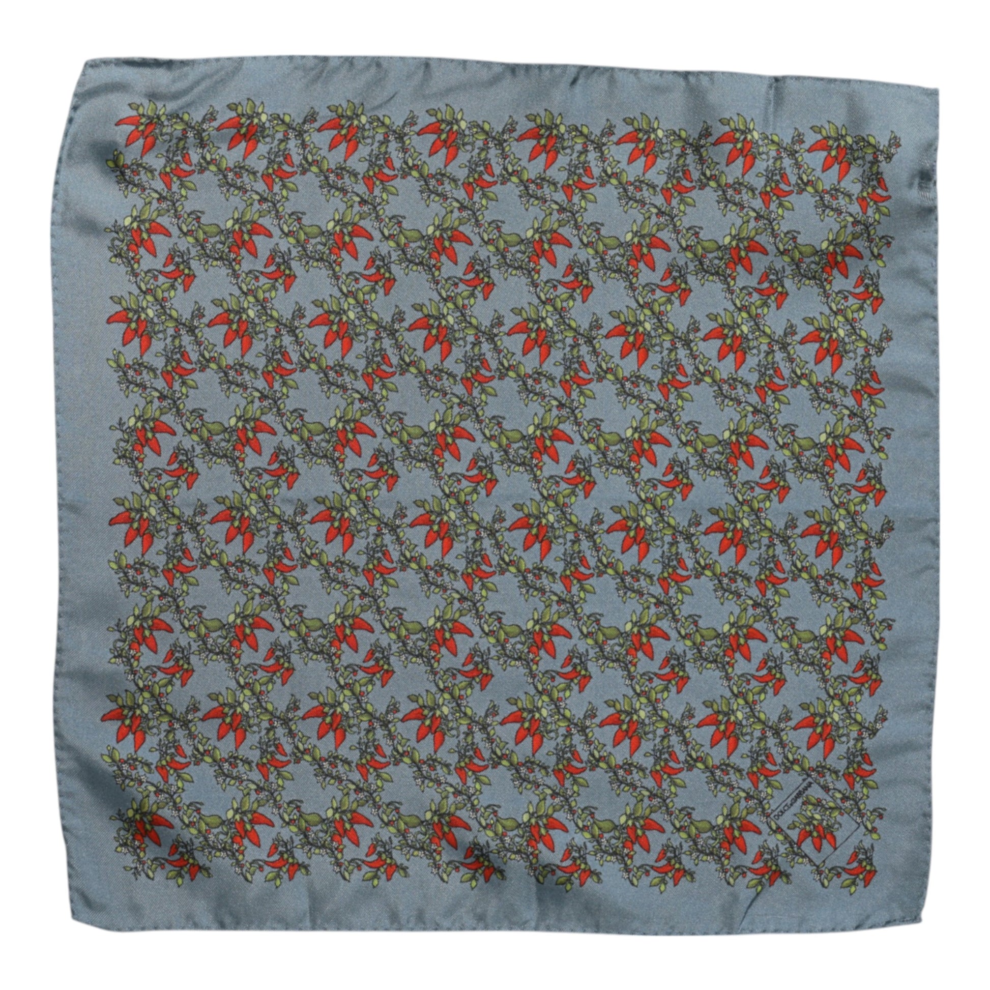 Dolce & Gabbana Gray Chilis Silk Square Men Foulard Scarf