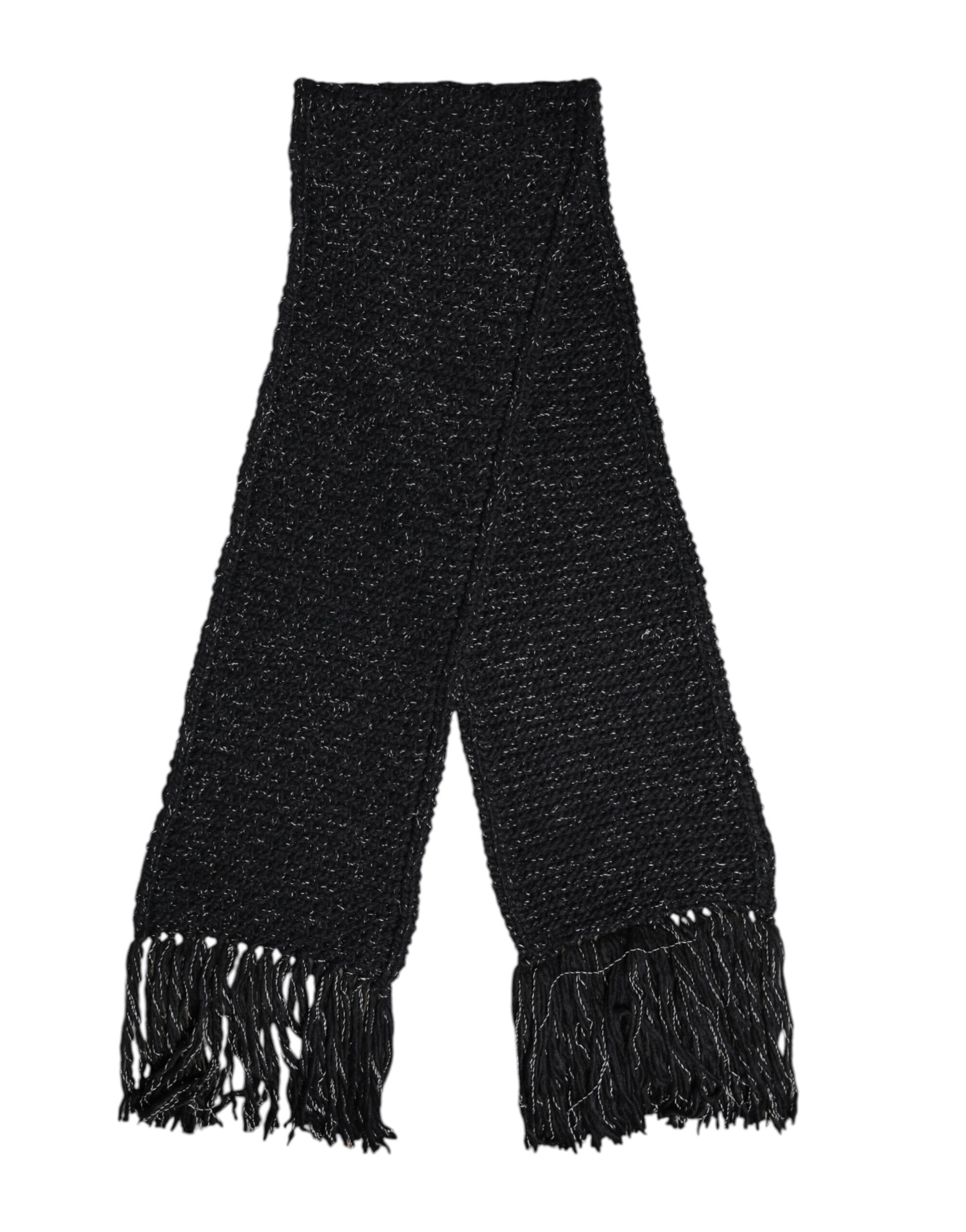 Dolce & Gabbana Black Cashmere Neck Warmer Wrap Shawl Scarf