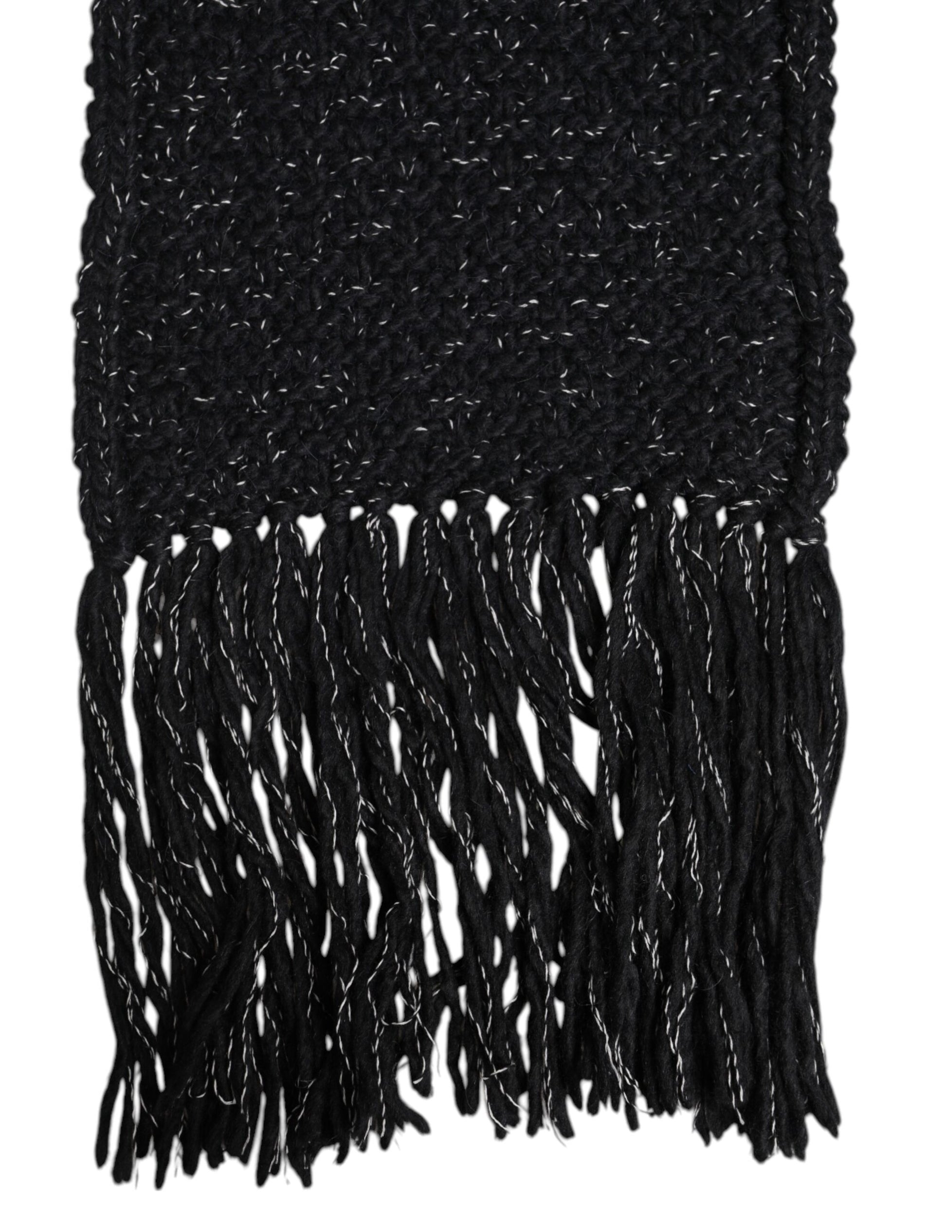Dolce & Gabbana Black Cashmere Neck Warmer Wrap Shawl Scarf