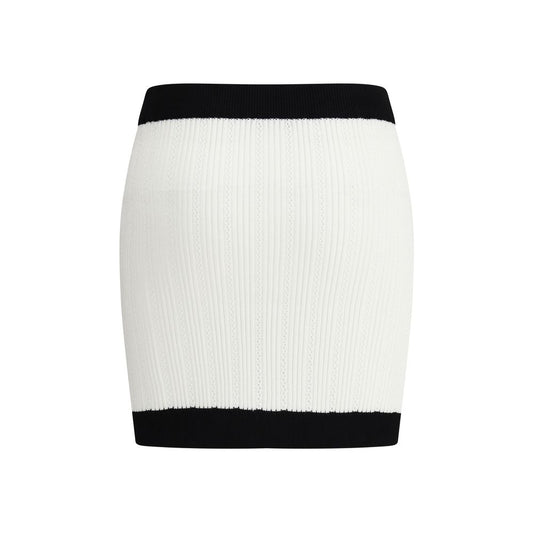 Balmain White Viscose Mini Skirt