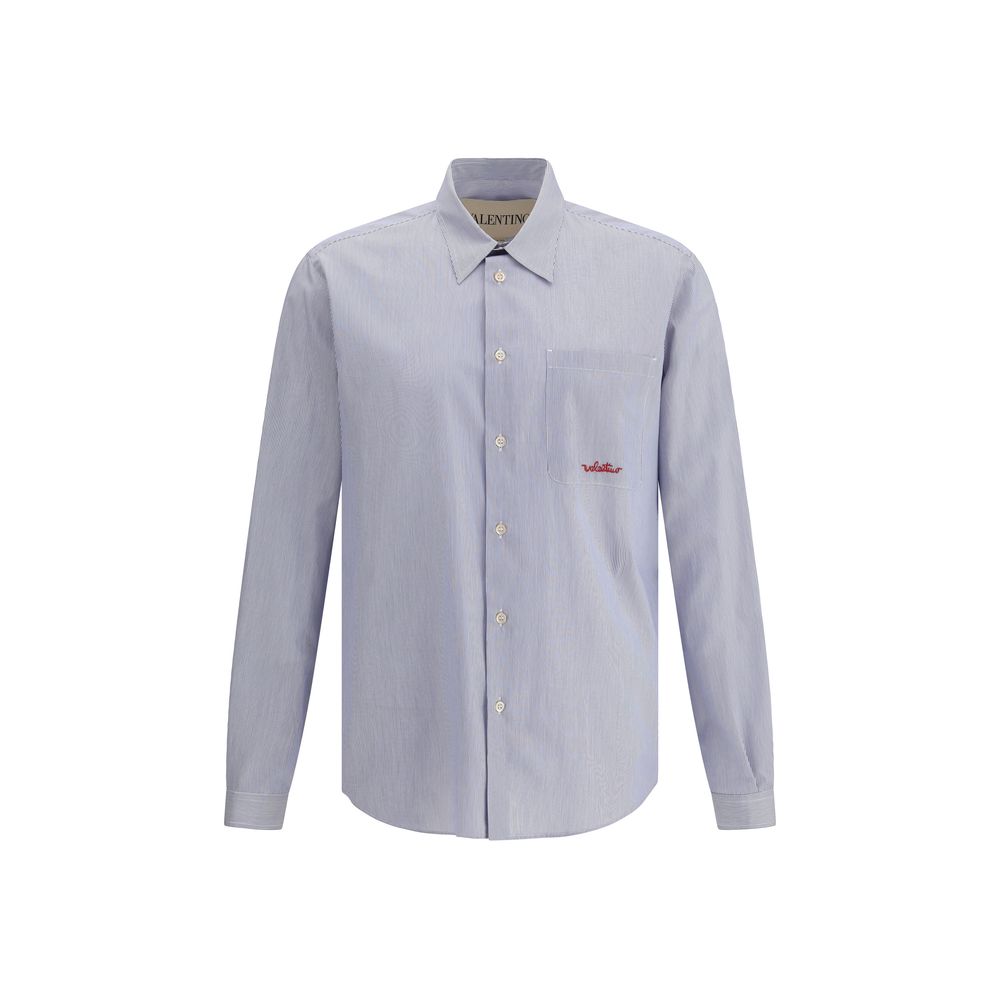 Valentino Blue Cotton Pattern Shirt