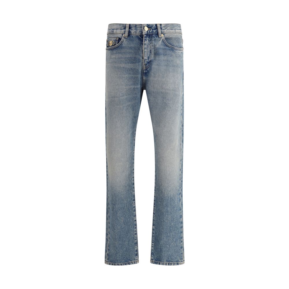 Versace Blue Cotton Straight-Leg Jeans